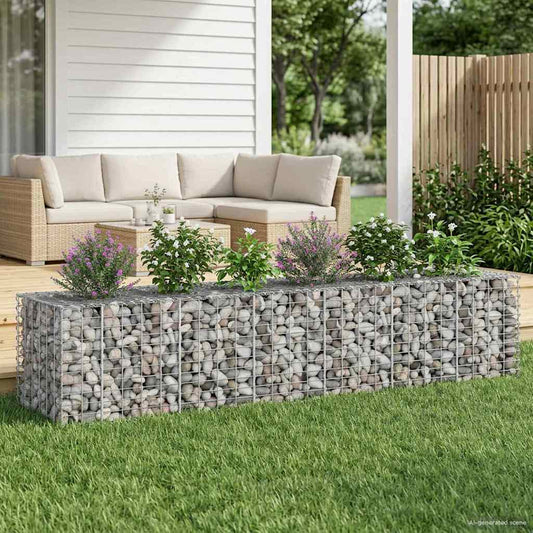 Gabion emelt ágy 2 db 260 x 60 x 55 cm Horganyzott Acél Ezüst