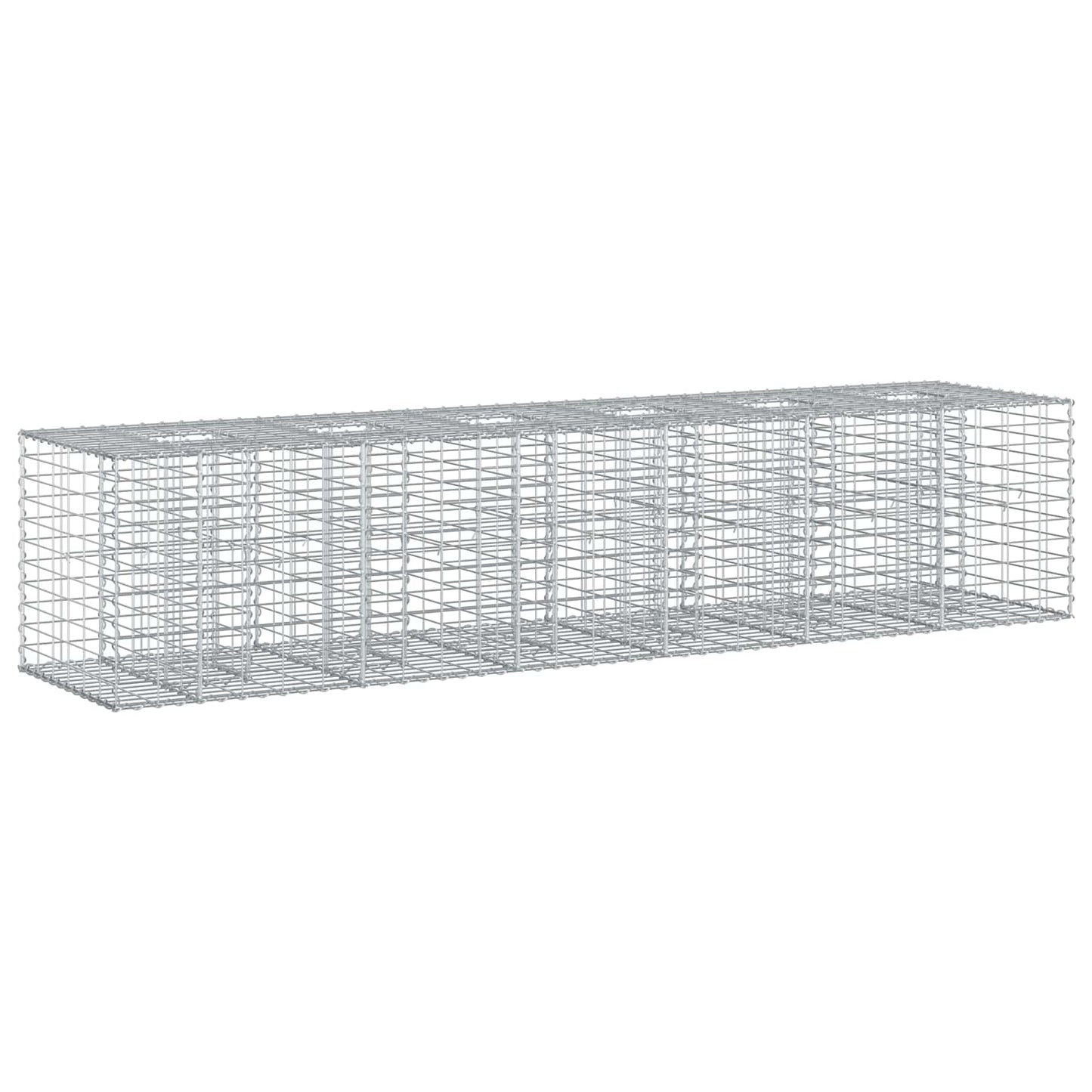 Gabion emelt ágy 2 pcs Ezüst 260 x 60 x 55 cm Horganyzott acél