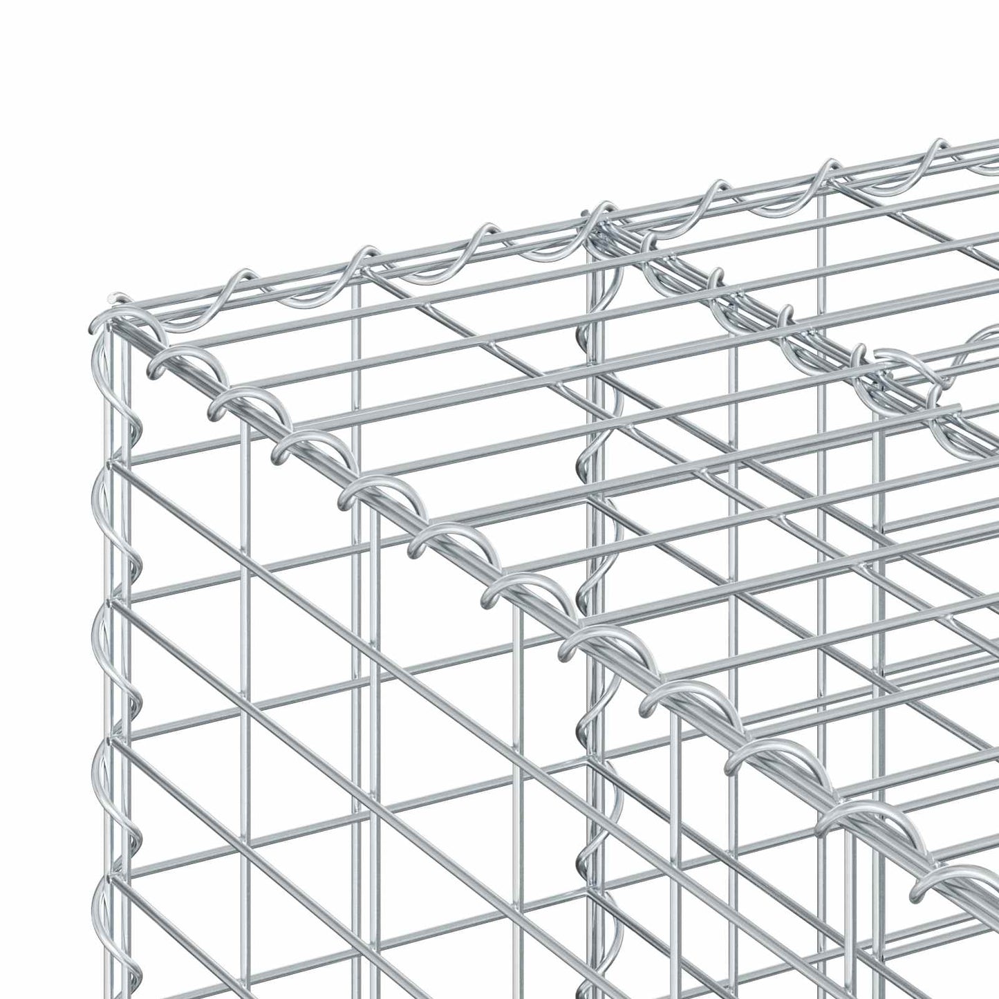 Gabion emelt ágy 2 pcs Ezüst 340 x 60 x 55 cm Horganyzott acél
