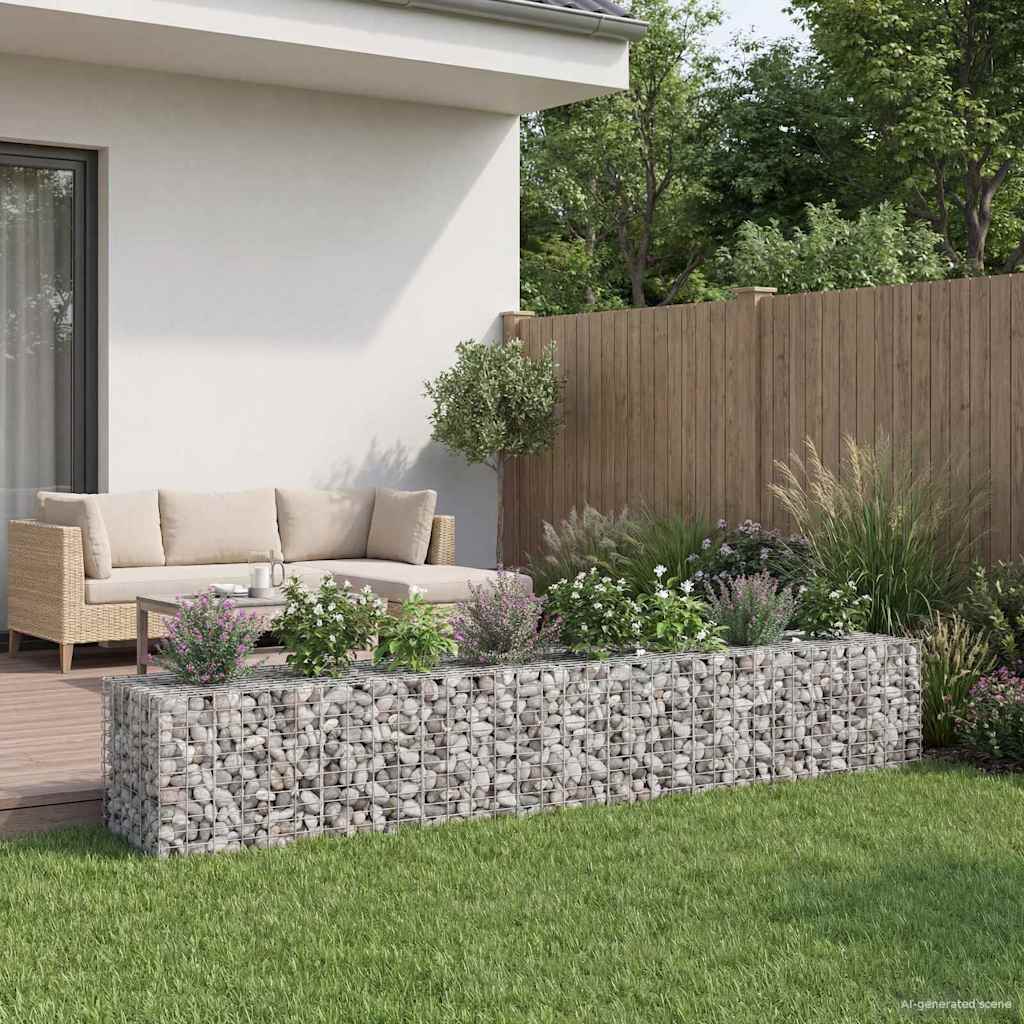 Gabion emelt ágy 2 pcs Ezüst 340 x 60 x 55 cm Horganyzott acél