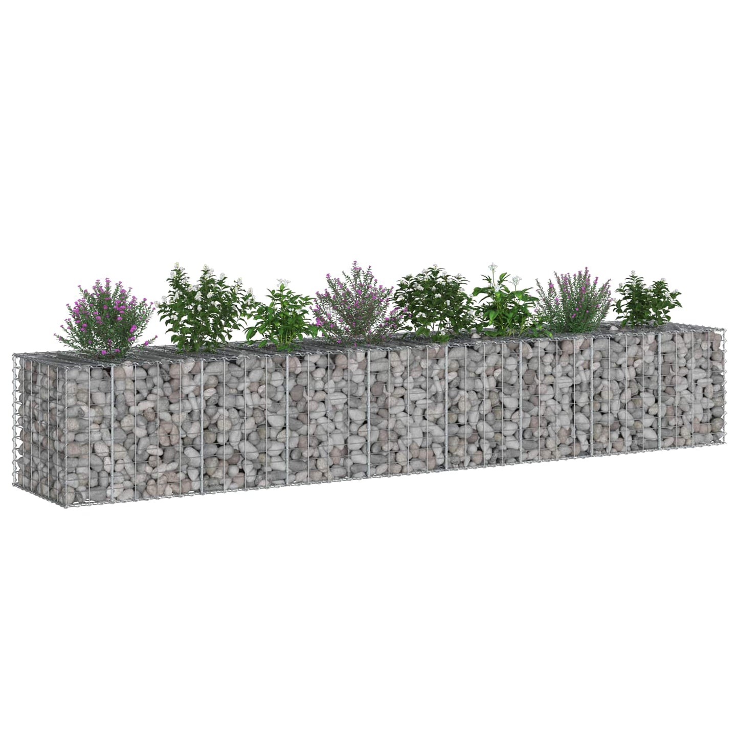 Gabion emelt ágy 2 pcs Ezüst 340 x 60 x 55 cm Horganyzott acél