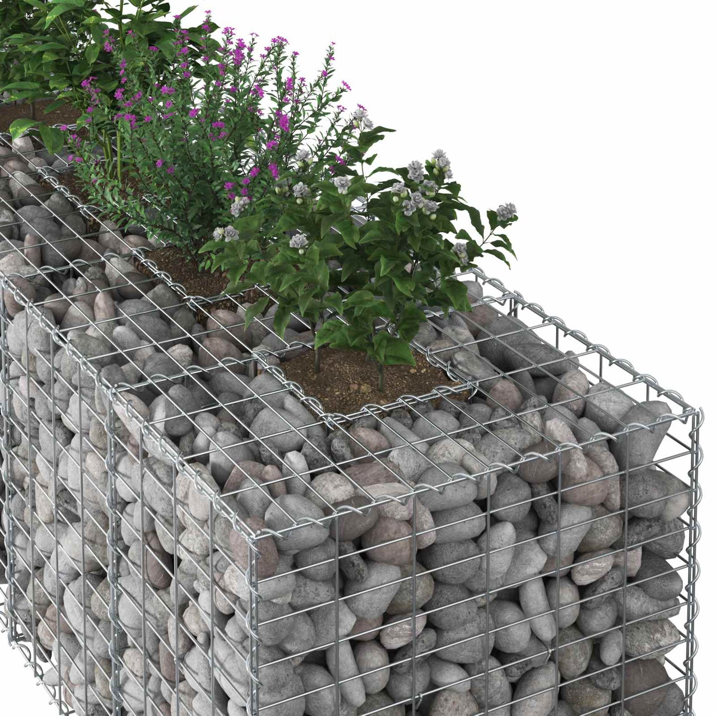 Gabion emelt ágy 2 pcs Ezüst 340 x 60 x 55 cm Horganyzott acél