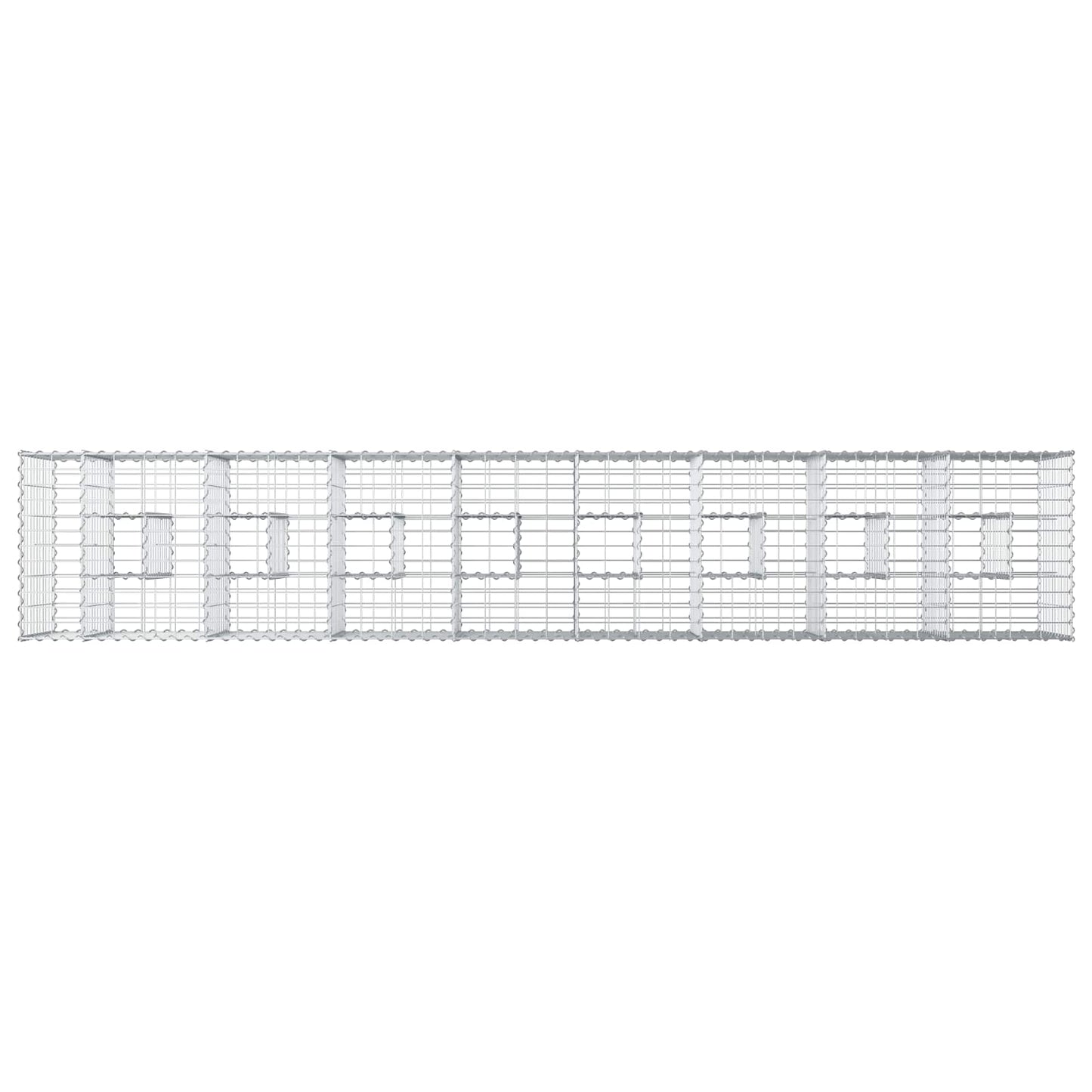 Gabion emelt ágy 2 pcs Ezüst 340 x 60 x 55 cm Horganyzott acél