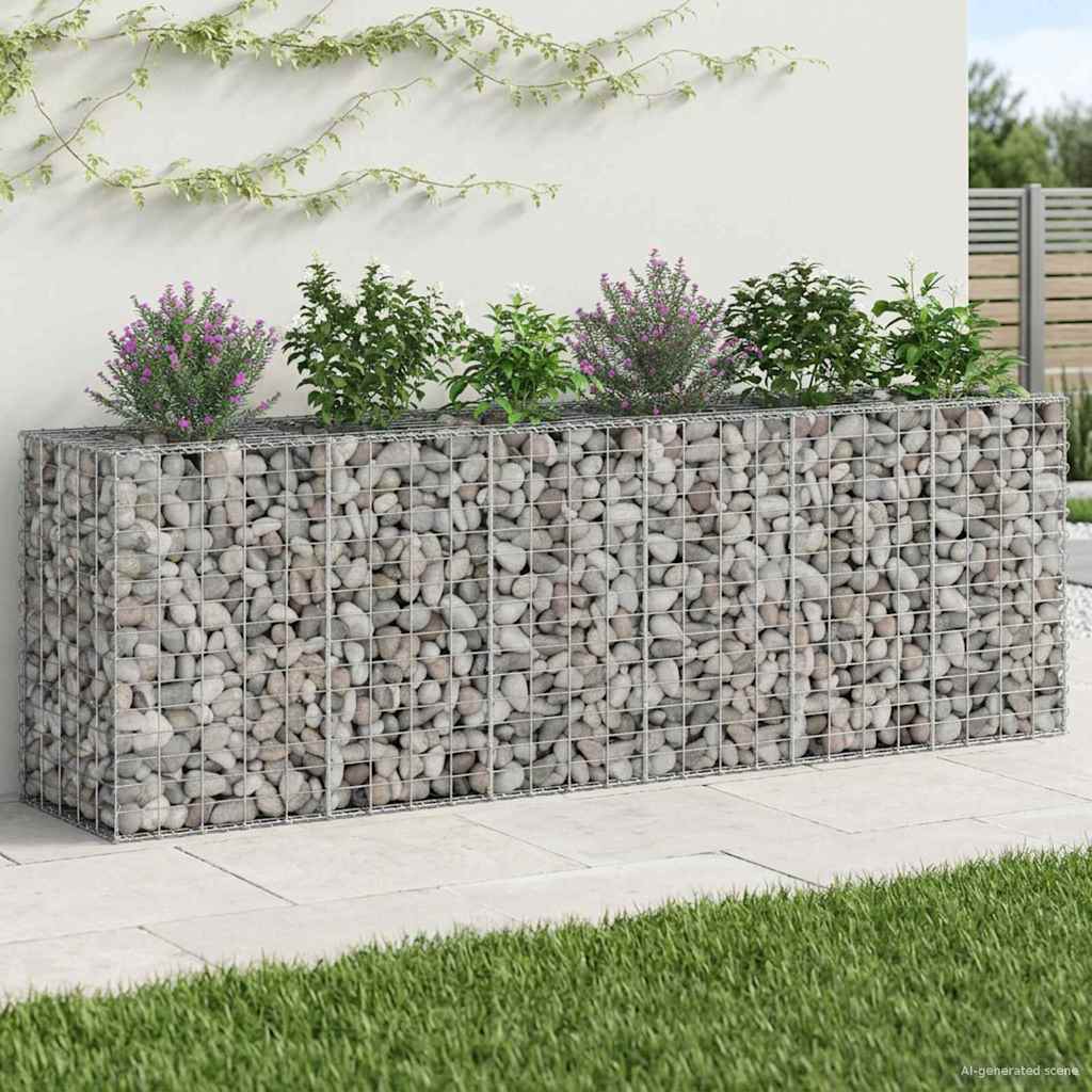 Gabion emelt ágy 2 pcs Ezüst 250 x 50 x 80 cm Horganyzott acél