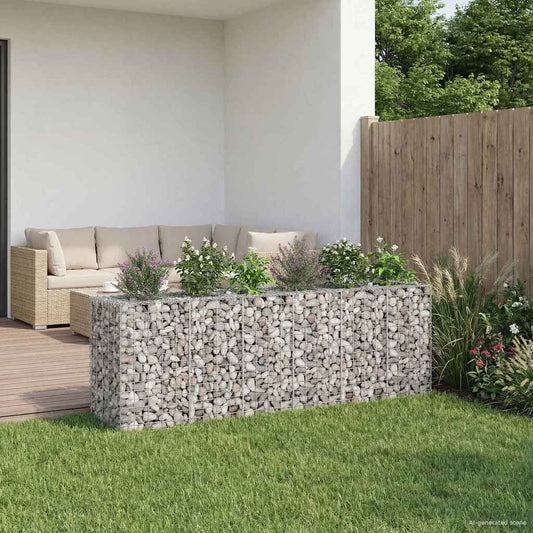 Gabion emelt ágy 2 pcs Ezüst 250 x 50 x 80 cm Horganyzott acél