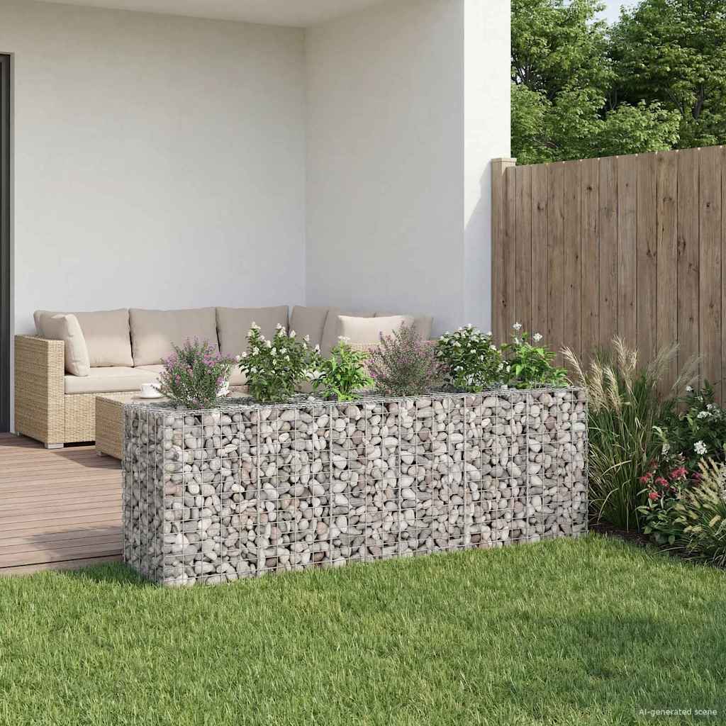 Gabion emelt ágy 2 pcs Ezüst 250 x 50 x 80 cm Horganyzott acél