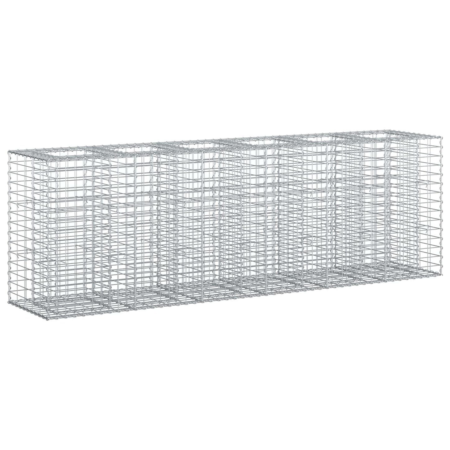 Gabion emelt ágy 2 pcs Ezüst 250 x 50 x 80 cm Horganyzott acél