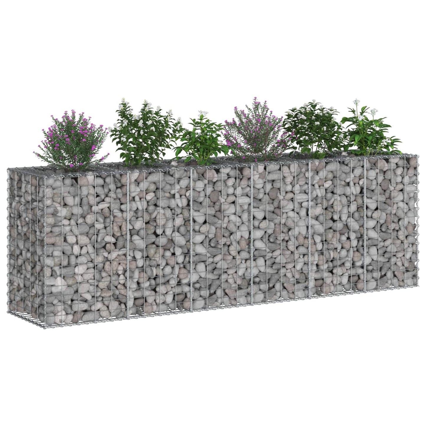 Gabion emelt ágy 2 pcs Ezüst 250 x 50 x 80 cm Horganyzott acél