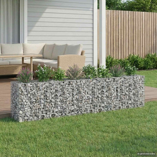 Gabion emelt ágy 2 pcs Ezüst 330 x 50 x 80 cm Horganyzott acél