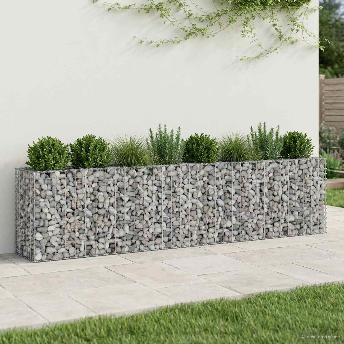 Gabion emelt ágy 2 pcs Ezüst 330 x 50 x 80 cm Horganyzott acél