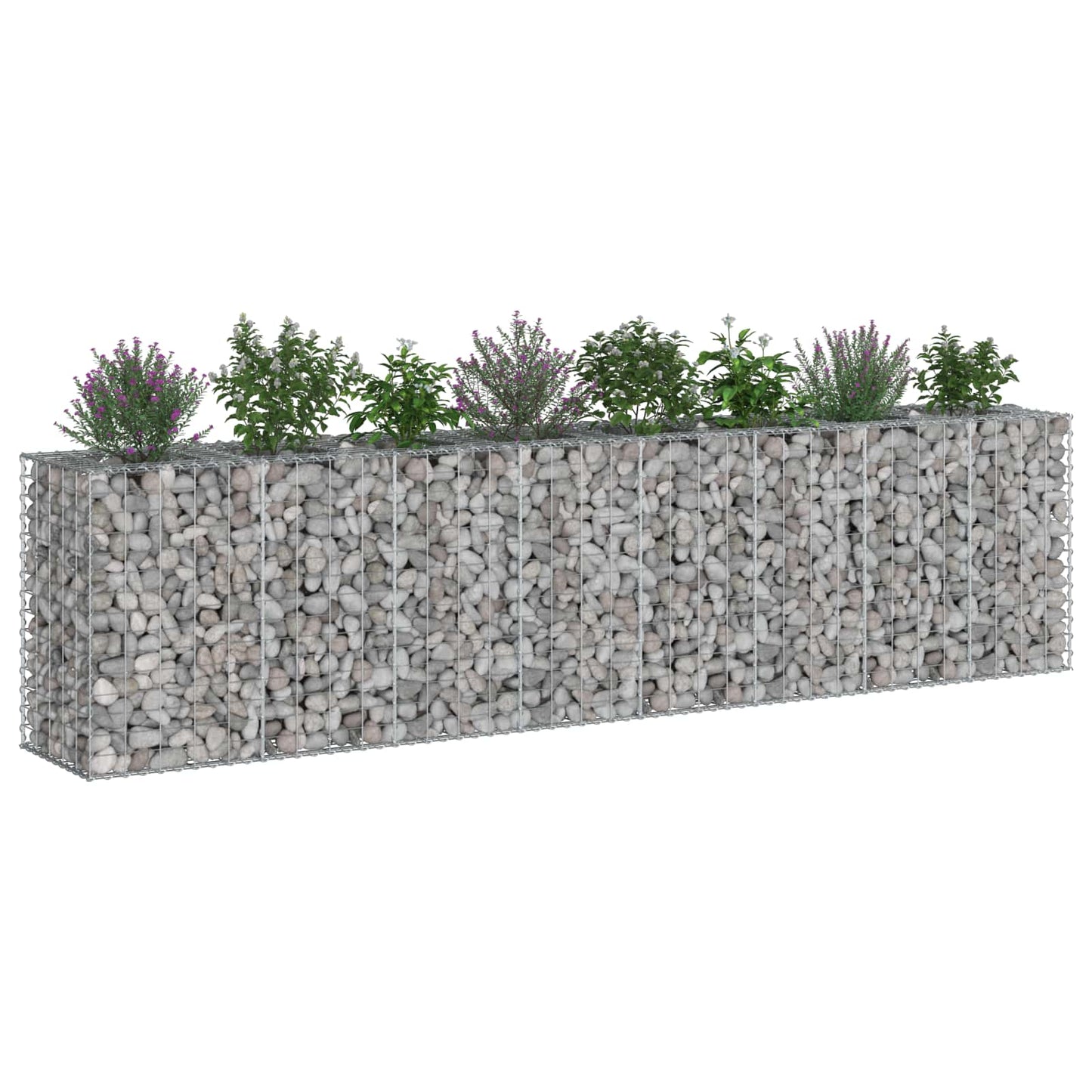 Gabion emelt ágy 2 pcs Ezüst 330 x 50 x 80 cm Horganyzott acél