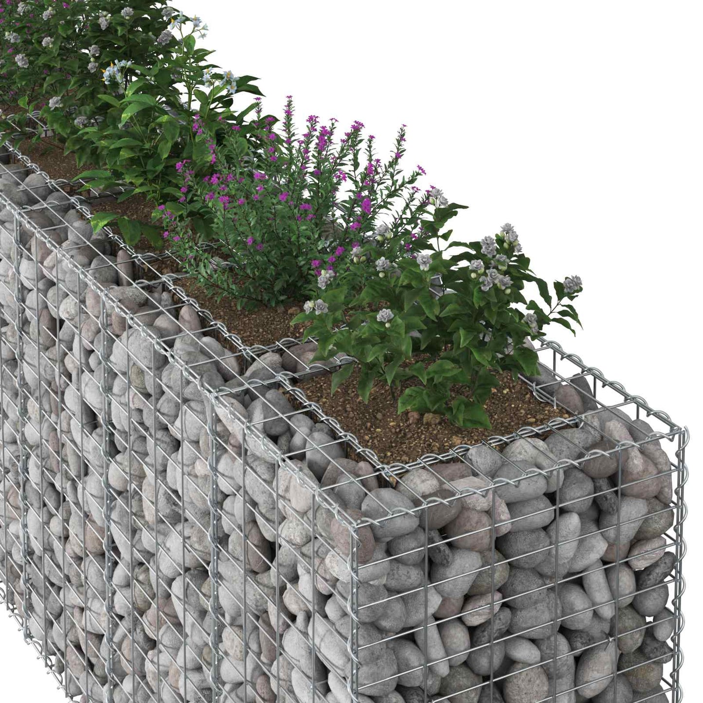 Gabion emelt ágy 2 pcs Ezüst 330 x 50 x 80 cm Horganyzott acél