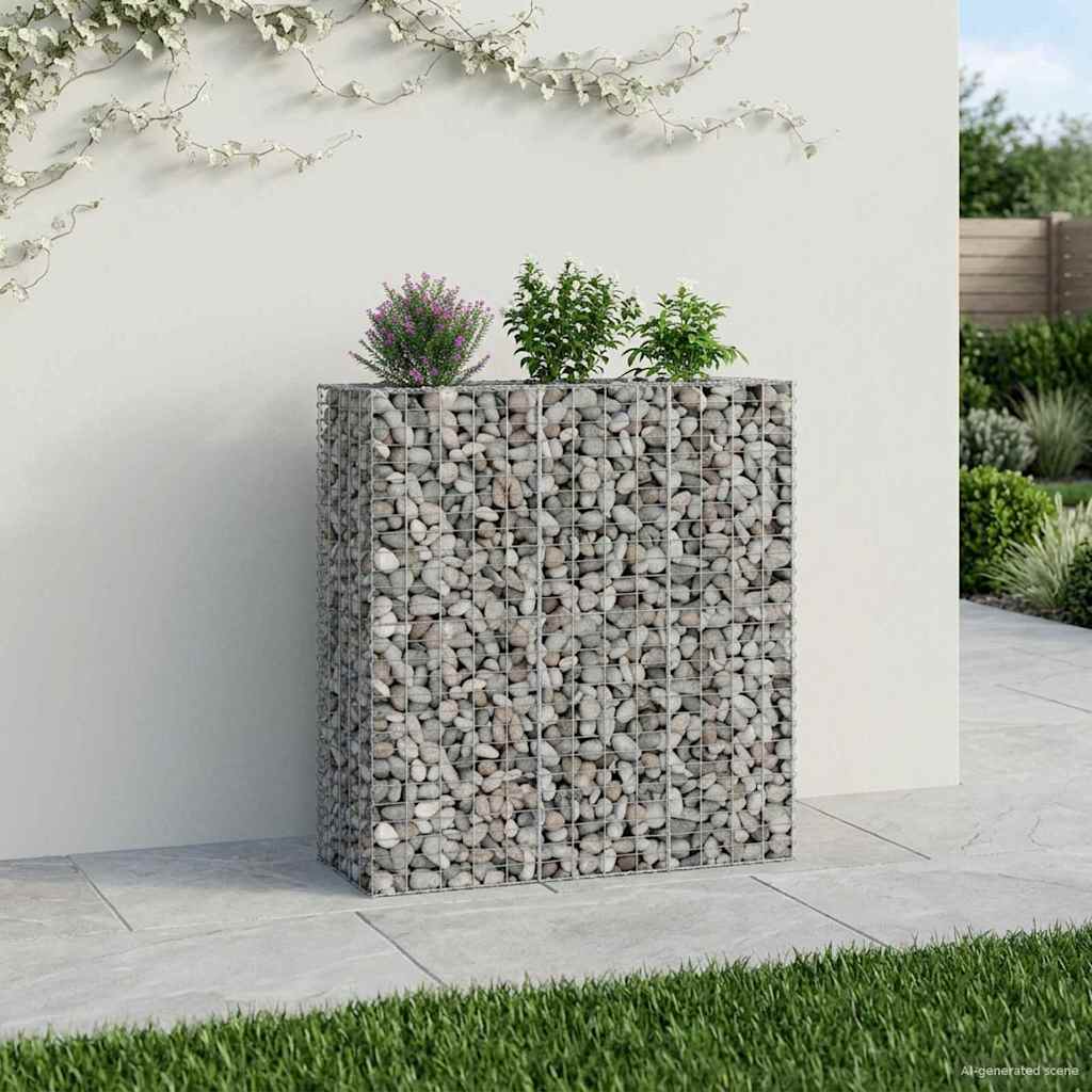 Gabion emelt ágy 2 pcs Ezüst 130 x 50 x 150 cm Horganyzott acél