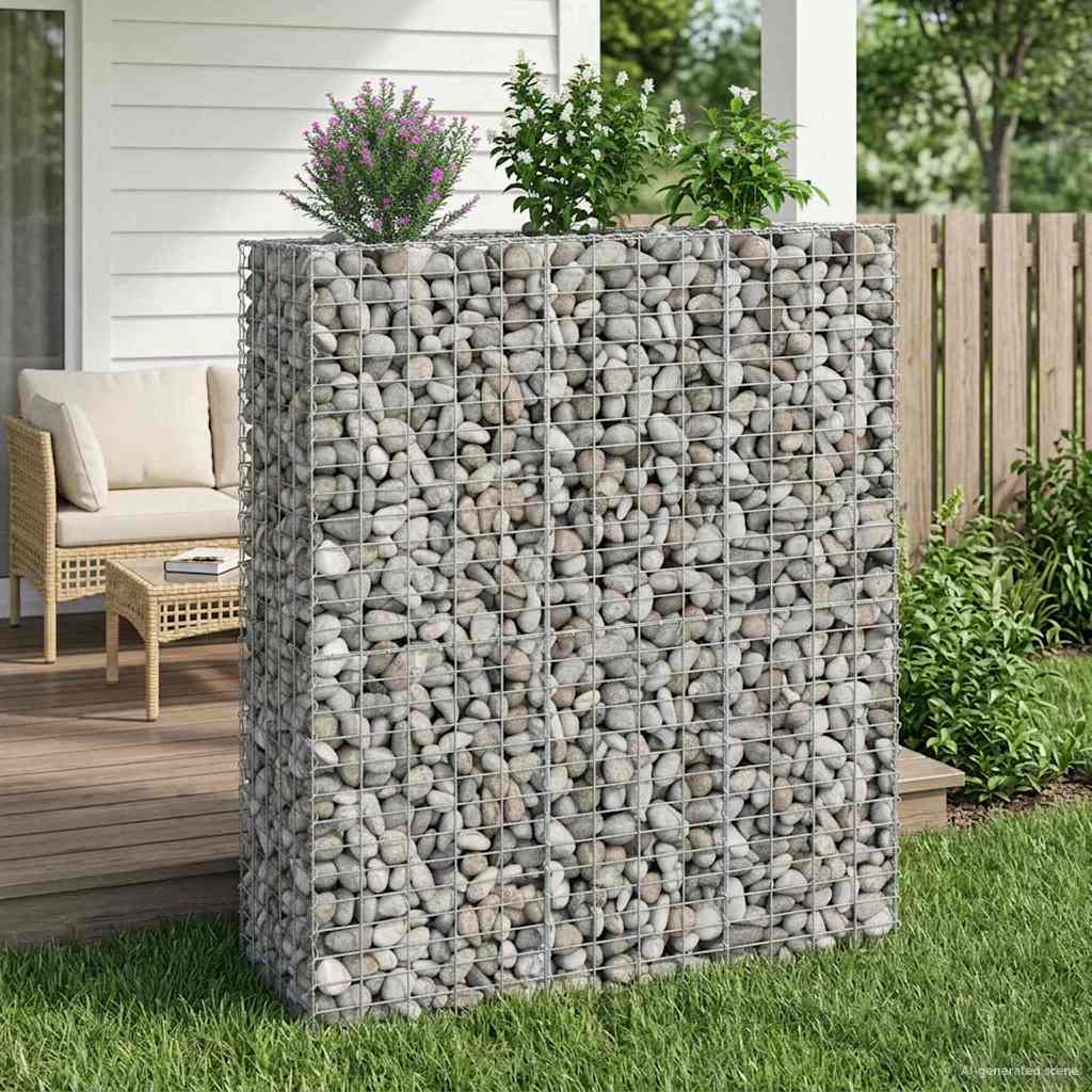 Gabion emelt ágy 2 pcs Ezüst 130 x 50 x 150 cm Horganyzott acél