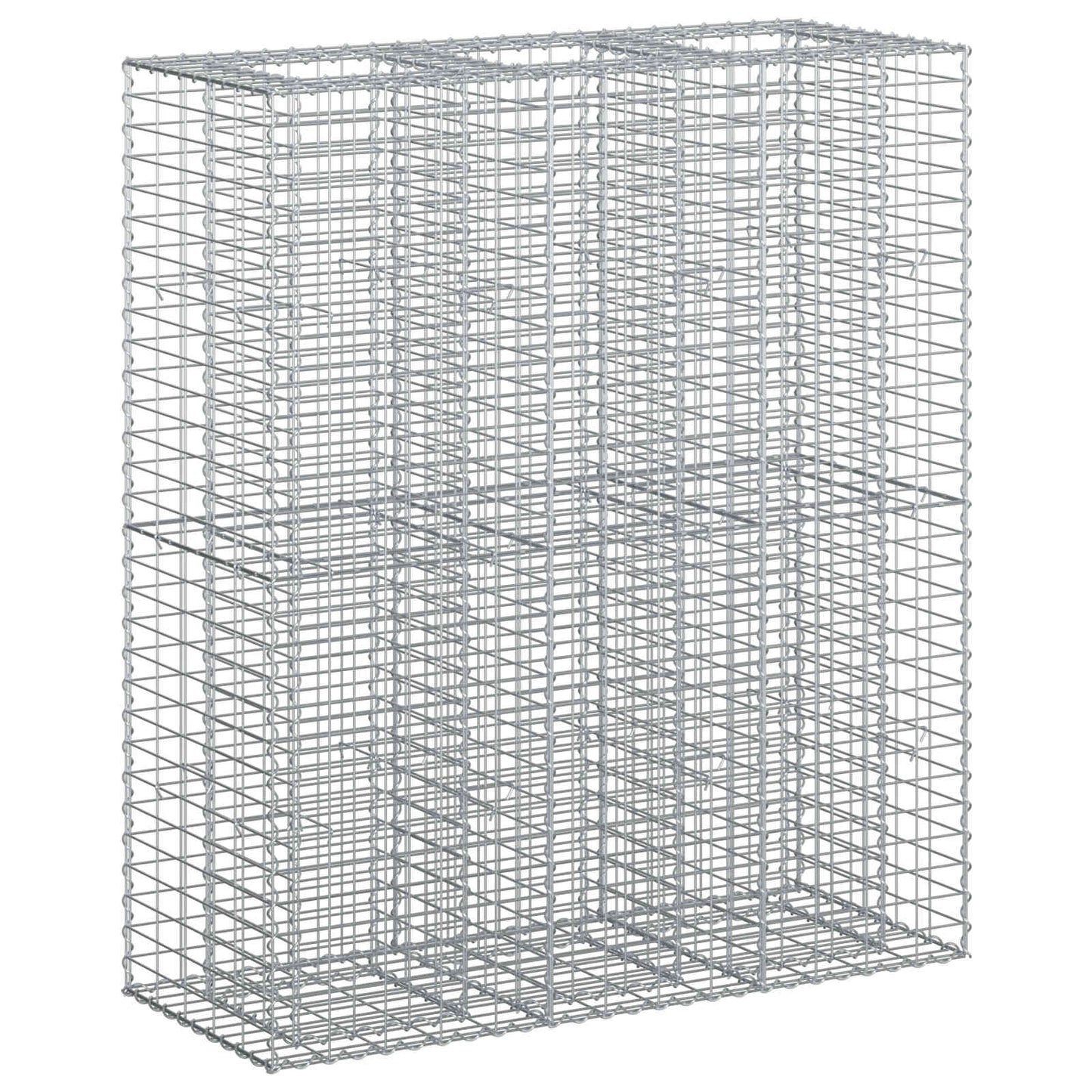 Gabion emelt ágy 2 pcs Ezüst 130 x 50 x 150 cm Horganyzott acél