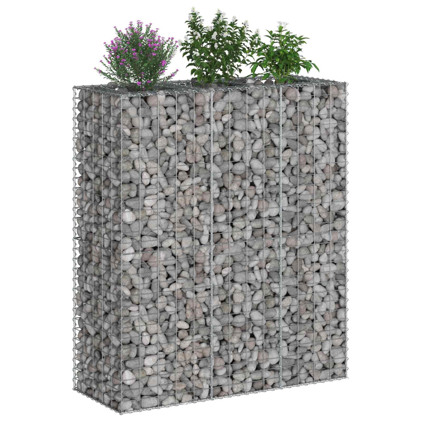 Gabion emelt ágy 2 pcs Ezüst 130 x 50 x 150 cm Horganyzott acél
