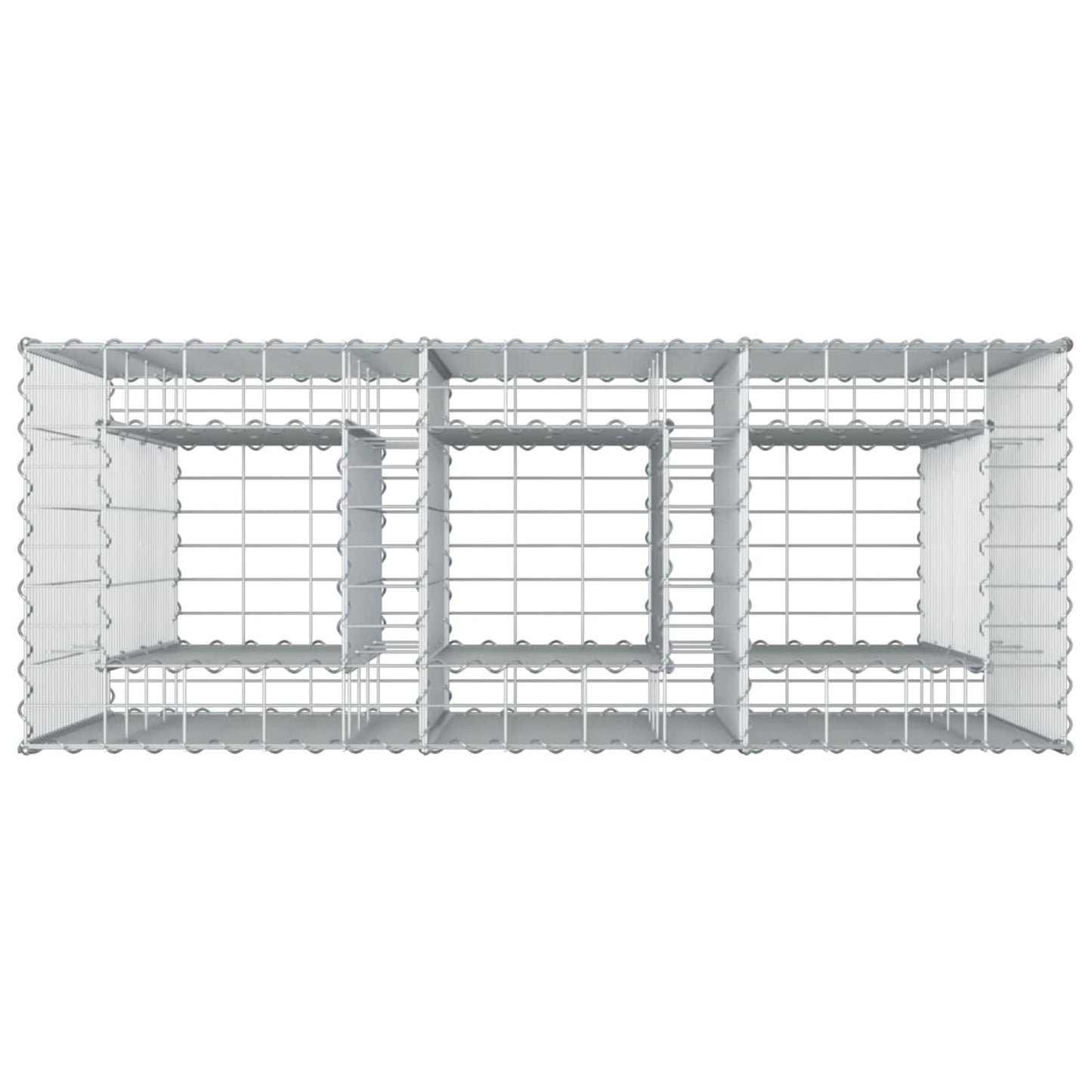 Gabion emelt ágy 2 pcs Ezüst 130 x 50 x 150 cm Horganyzott acél