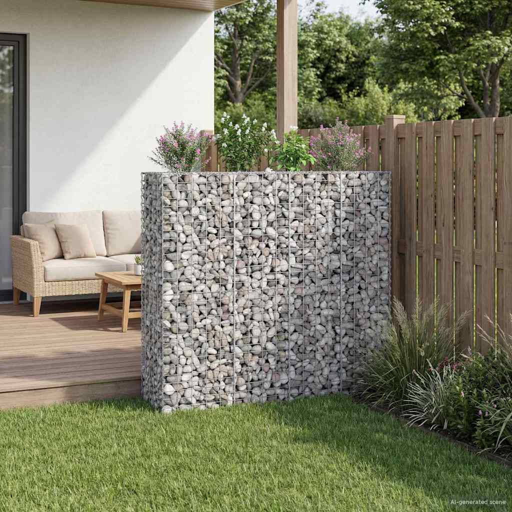 Gabion emelt ágy 2 pcs Ezüst 170 x 50 x 150 cm Horganyzott acél