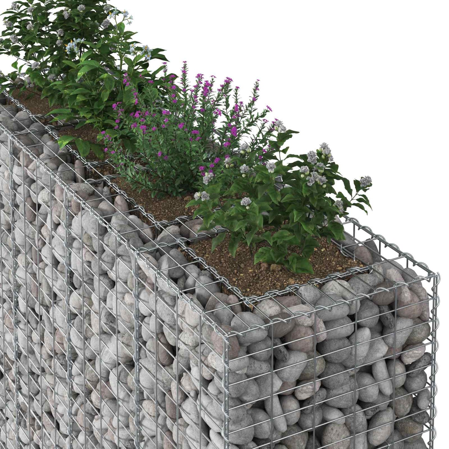Gabion emelt ágy 2 pcs Ezüst 170 x 50 x 150 cm Horganyzott acél