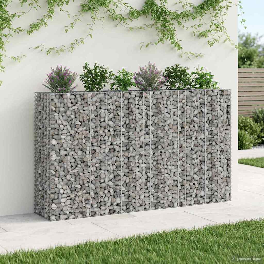 Gabion emelt ágy 3 pcs Ezüst 250 x 50 x 150 cm Horganyzott acél