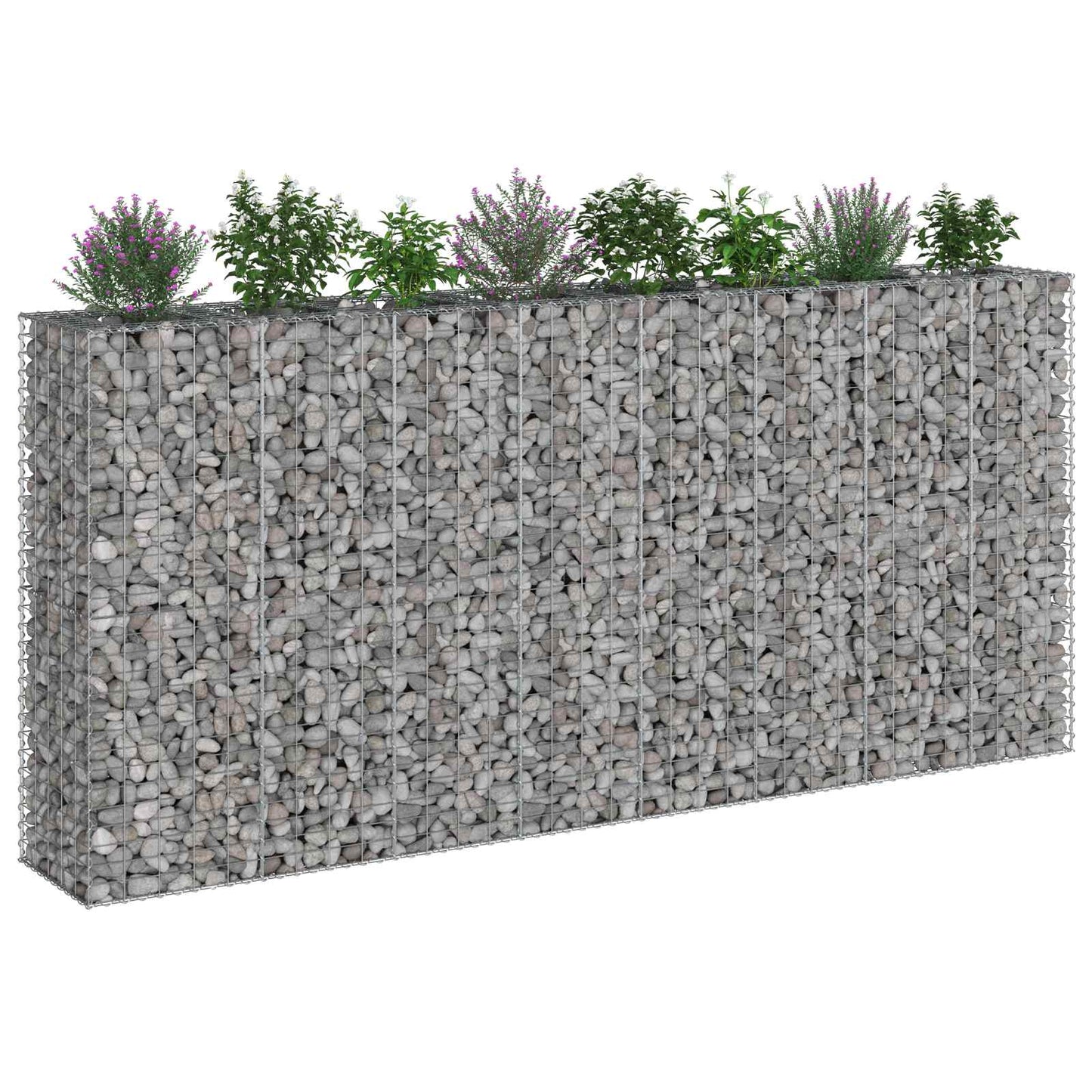 Gabion emelt ágy 4 pcs Ezüst 330 x 50 x 150 cm Horganyzott acél