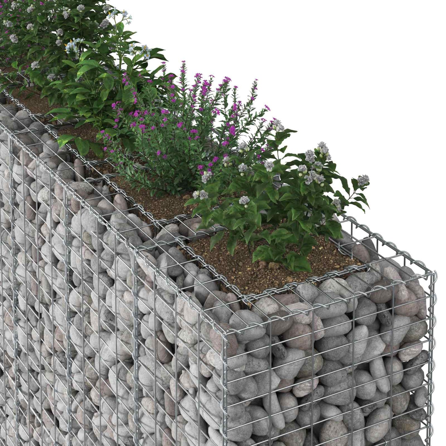 Gabion emelt ágy 4 pcs Ezüst 330 x 50 x 150 cm Horganyzott acél