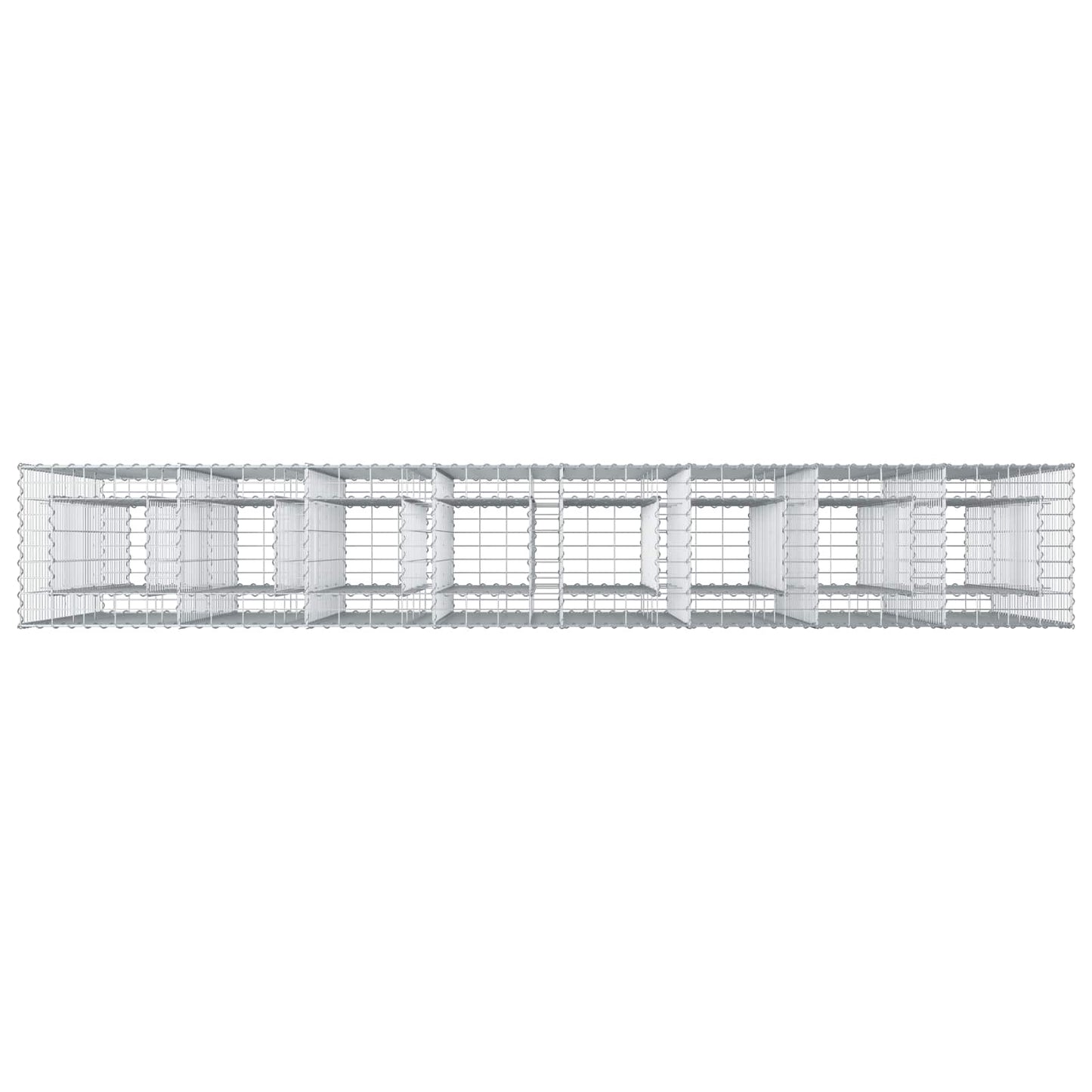 Gabion emelt ágy 4 pcs Ezüst 330 x 50 x 150 cm Horganyzott acél