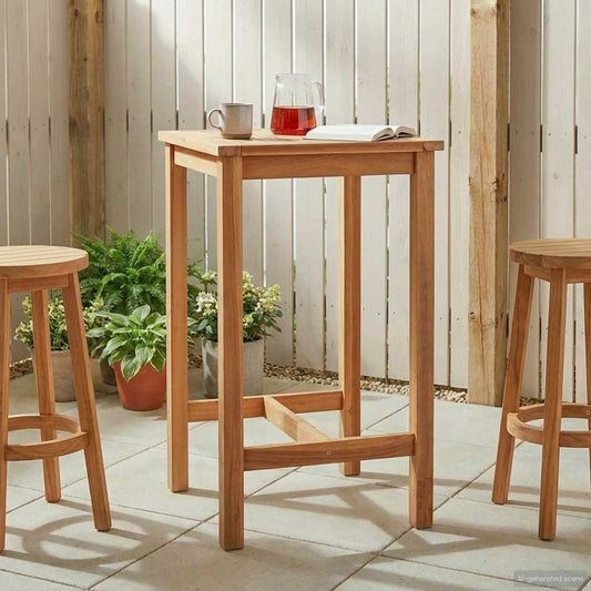 Bárasztal Természetes 60 x 60 x 105 cm Szilárd Teak