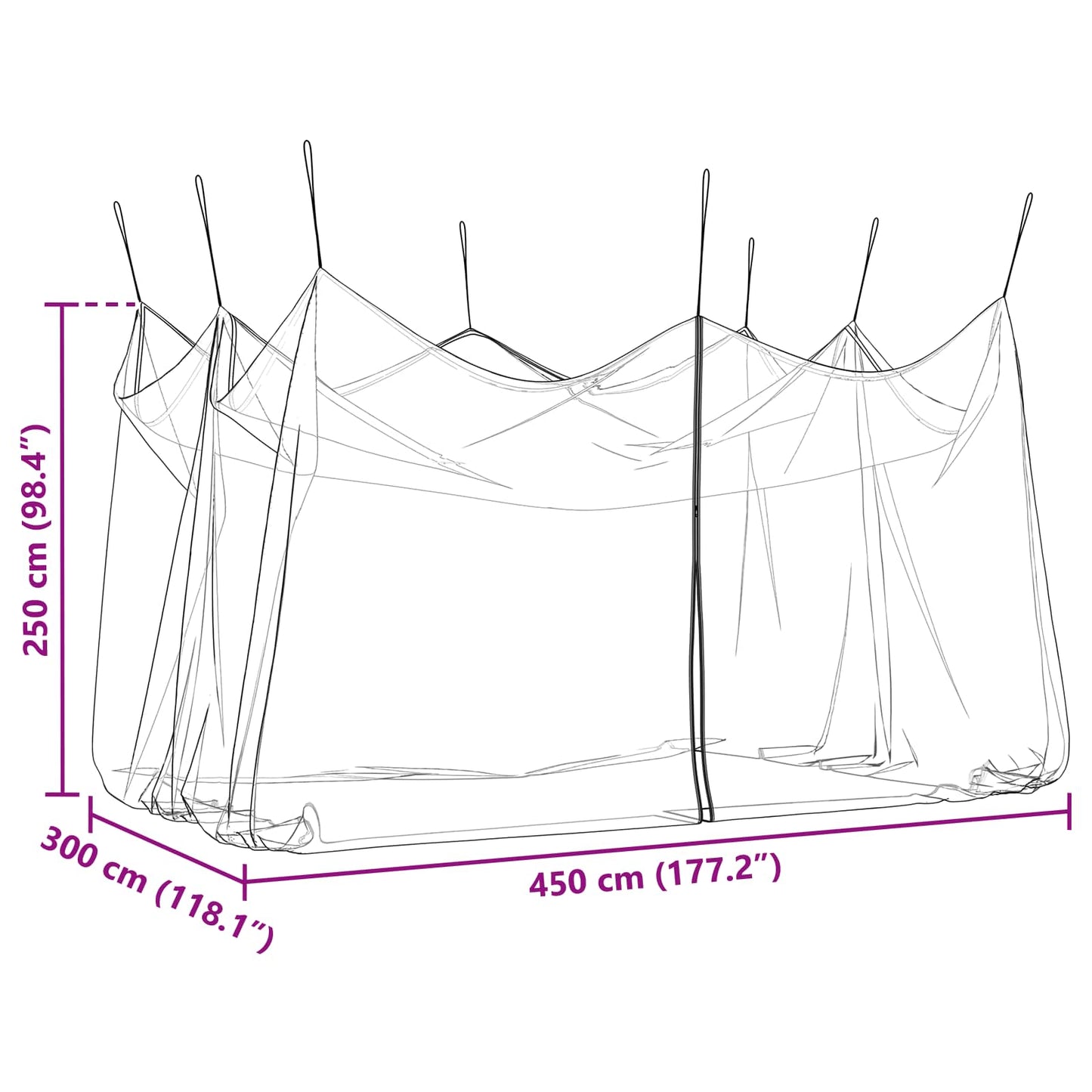 Kerti Szúnyogháló 220 mesh Fekete 3 x 4,5 x 2,5 m Poliészter
