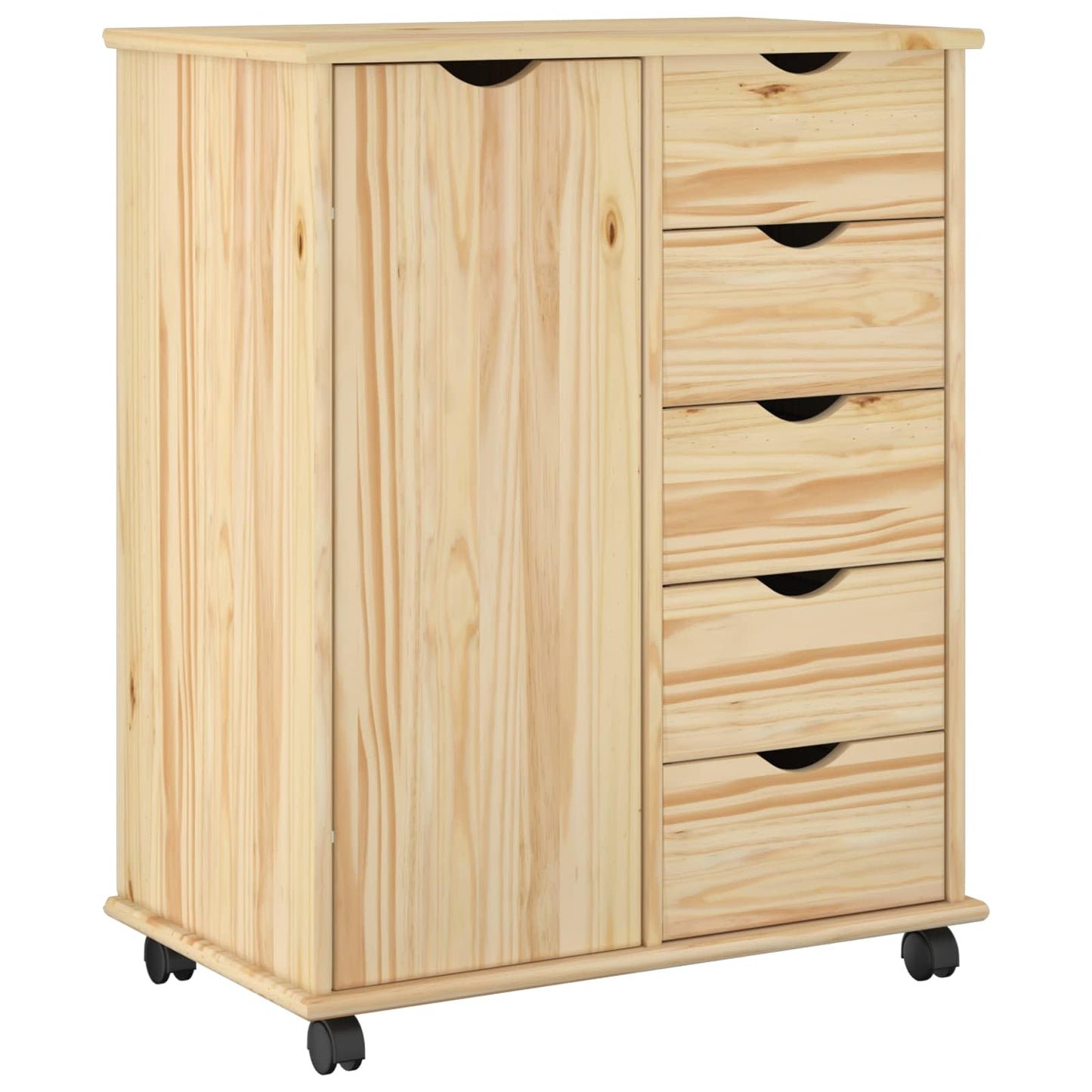 Görgős szekrény kerékkel Barna 63,5 x 39 x 79 cm Tömör fenyőfa