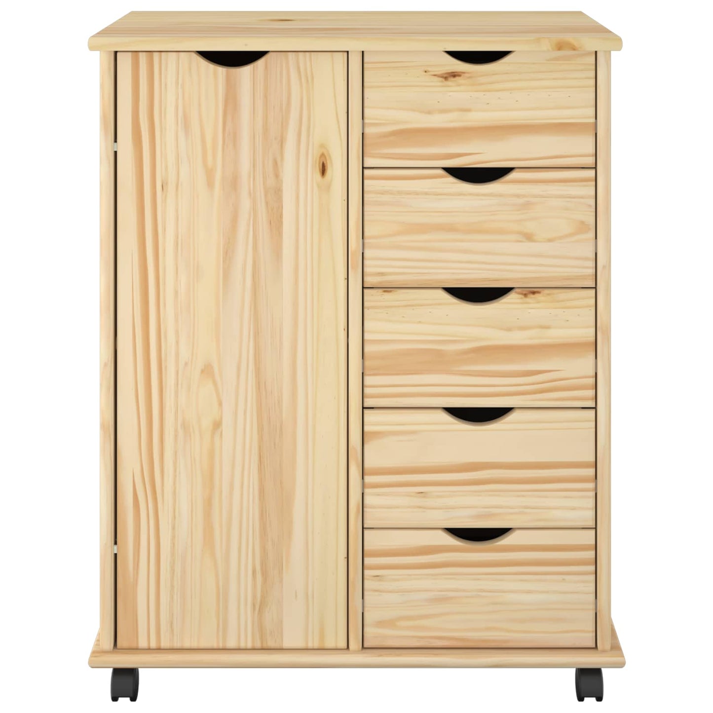 Görgős szekrény kerékkel Barna 63,5 x 39 x 79 cm Tömör fenyőfa