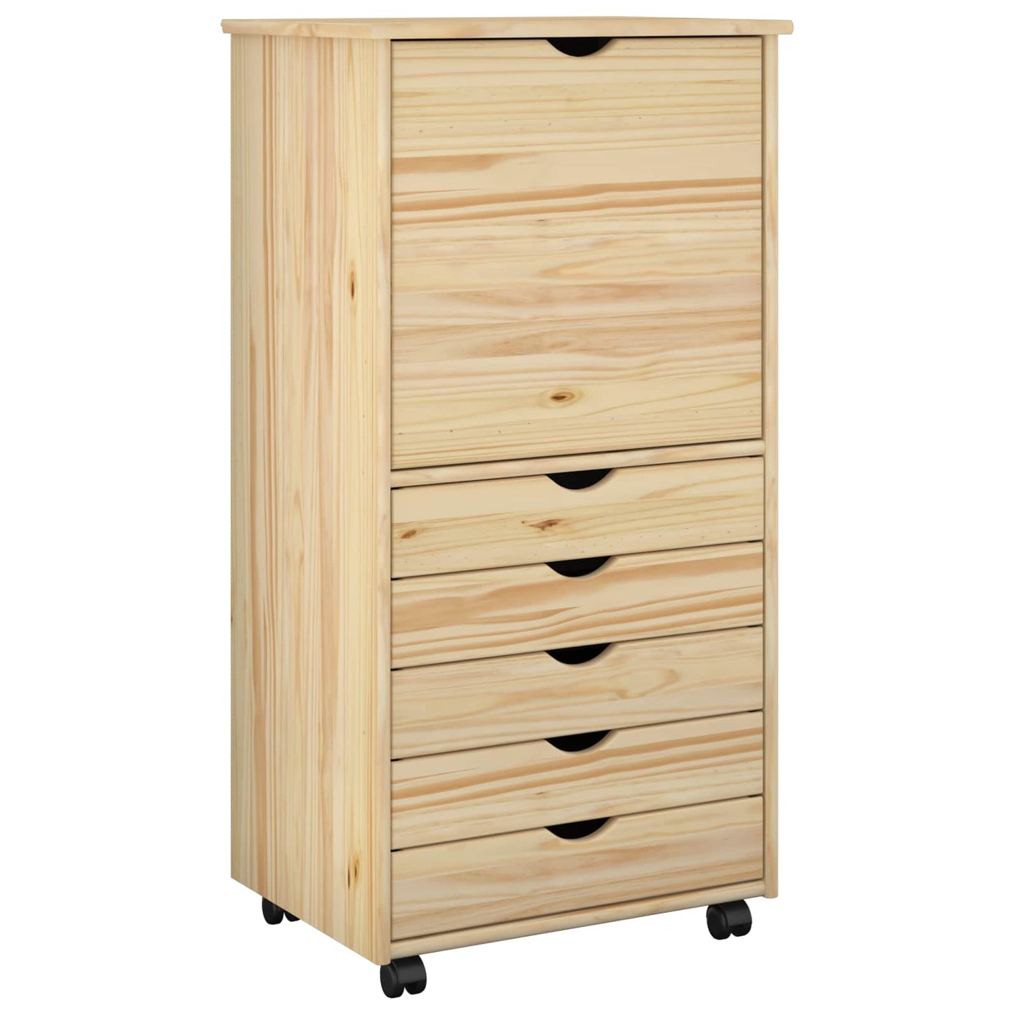 Görgős szekrény kerékkel Barna 53 x 39 x 103 cm Tömör fenyőfa