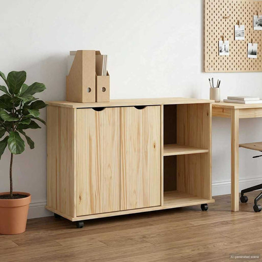 Görgős szekrény kerékkel Barna 100 x 39 x 65,5 cm Tömör fenyőfa