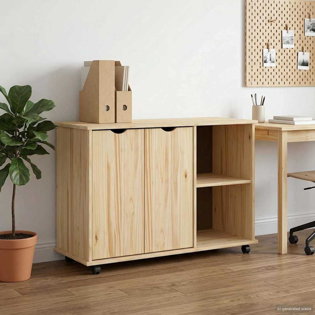 Görgős szekrény kerékkel Barna 100 x 39 x 65,5 cm Tömör fenyőfa