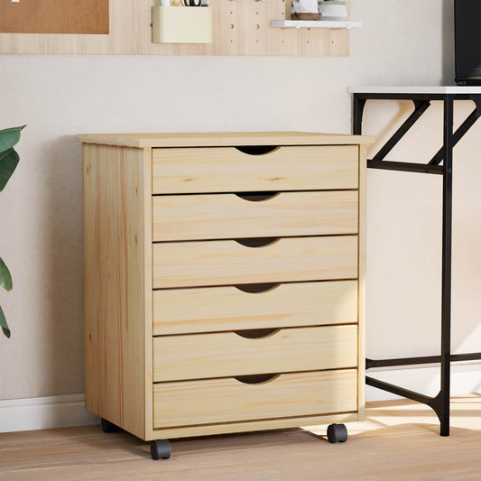 Görgős szekrény fiókokkal MOSS Tiszta lakk 53 x 39 x 65,5 cm