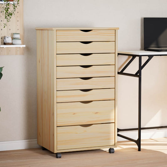 Görgős szekrény fiókokkal MOSS Tiszta lakk 53 x 39 x 103 cm