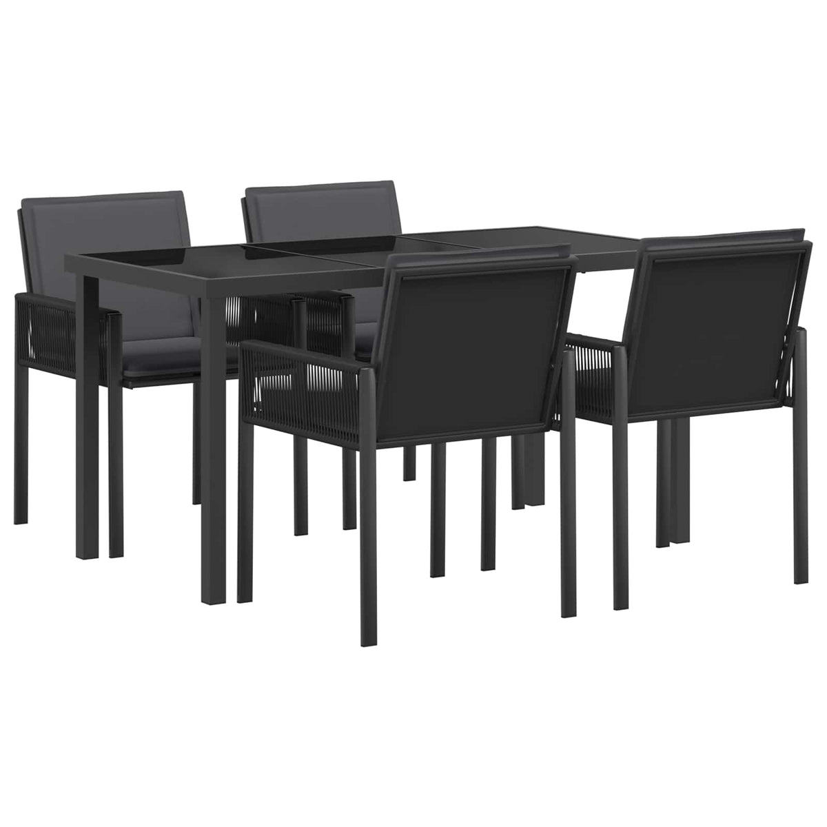 Kert étkező szett 5 db Fekete polirattan