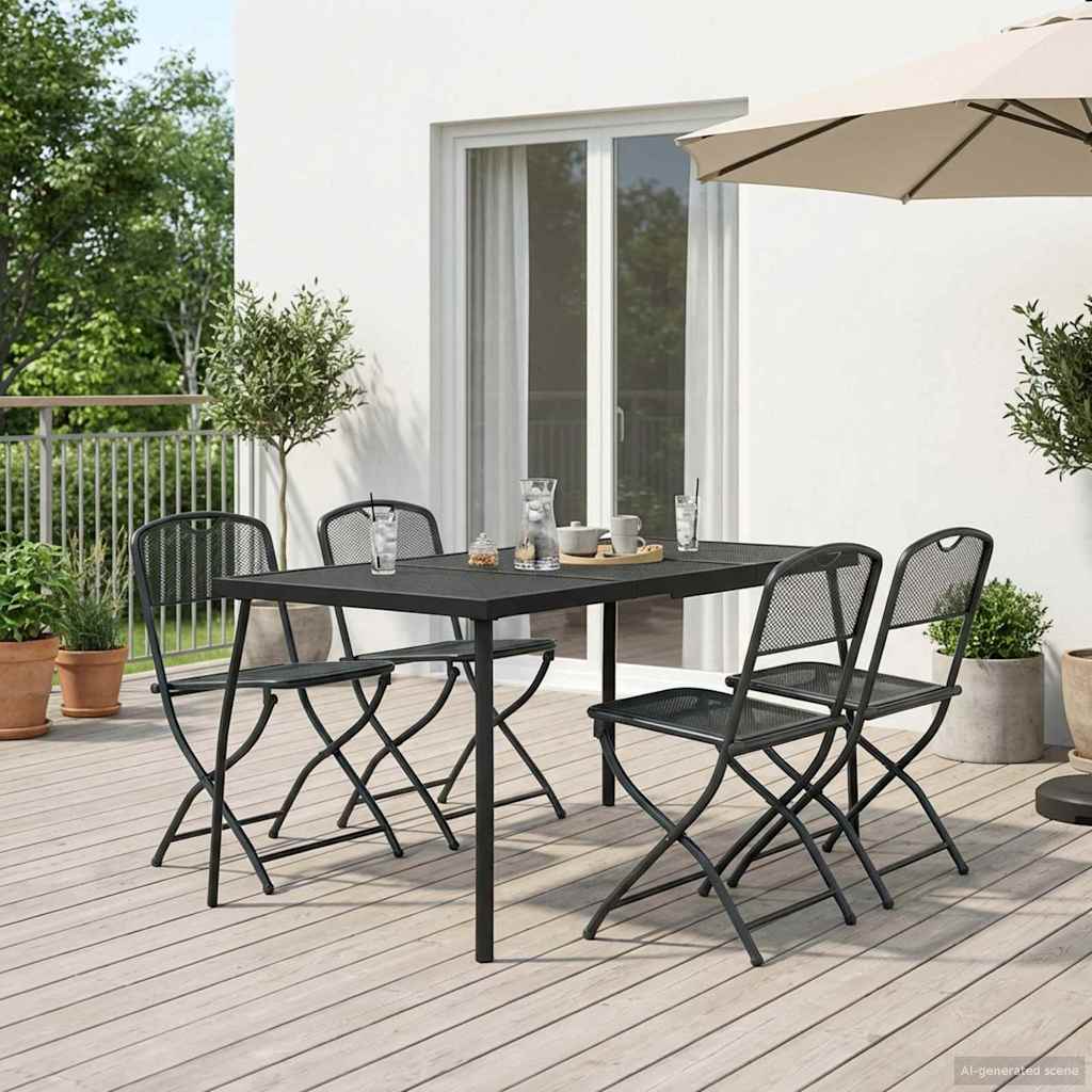 Kültéri Bútor Szett 5 pcs Antracitszürke Vas és acél