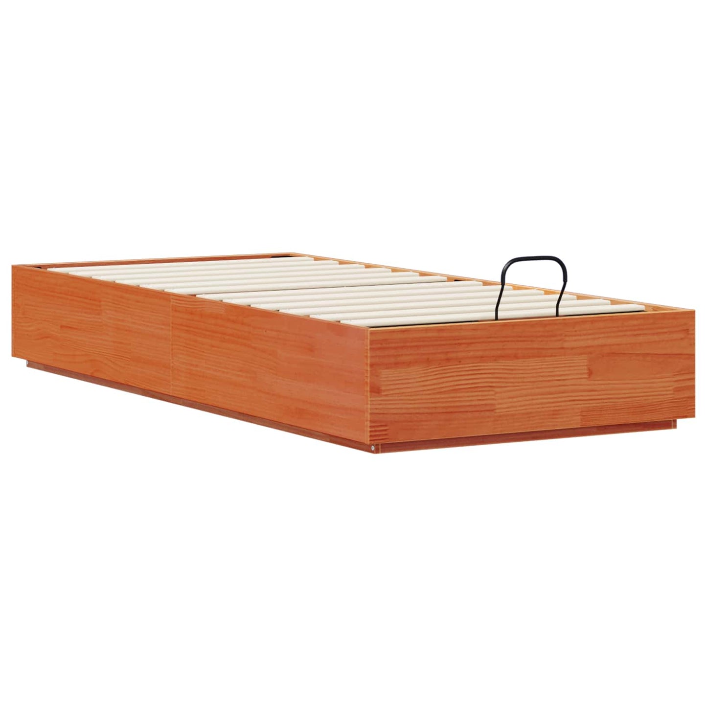 Tárolós ottomán ágykeret Viaszbarna 90 x 200 cm Tömör Fenyőfa