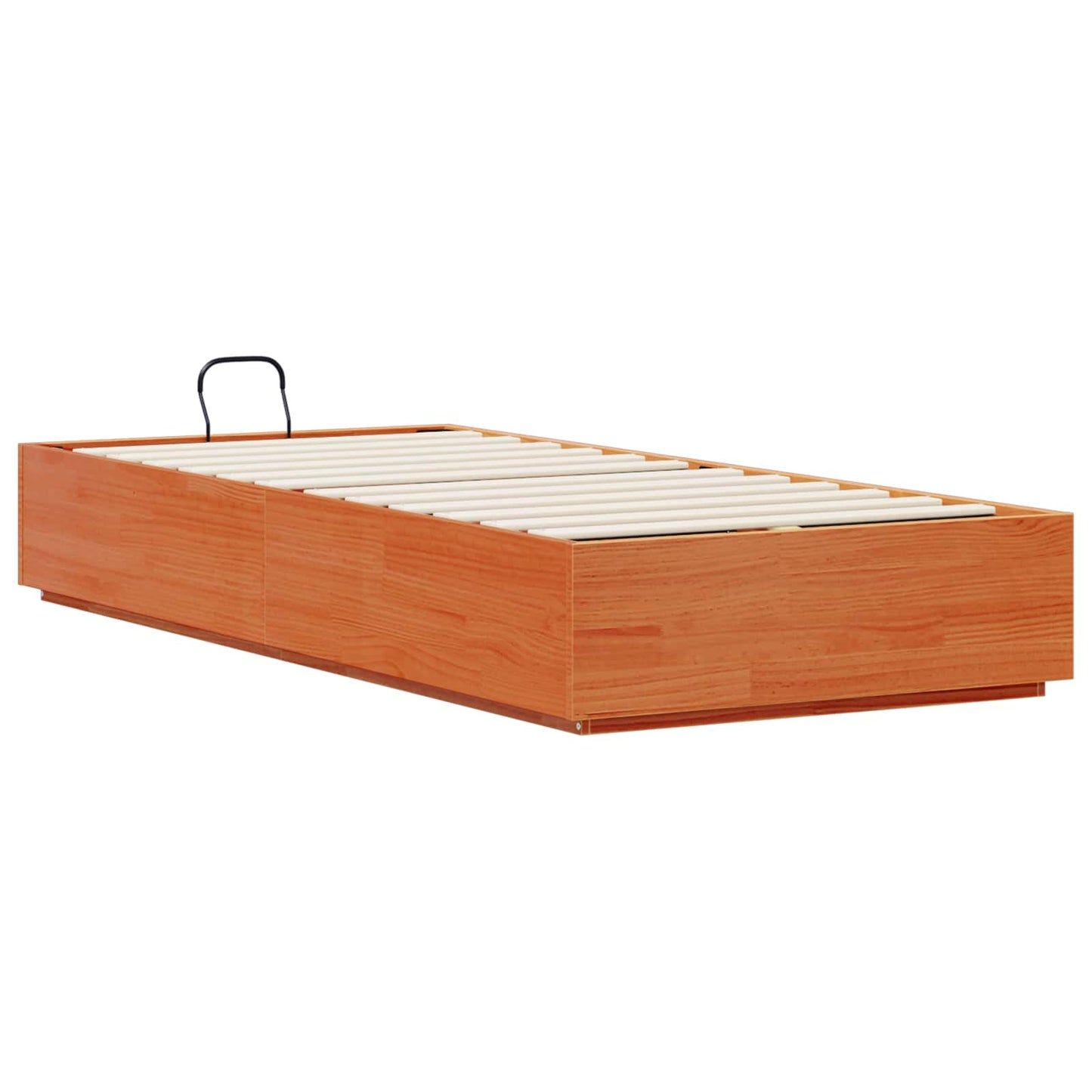 Tárolós ottomán ágykeret Viaszbarna 90 x 200 cm Tömör Fenyőfa