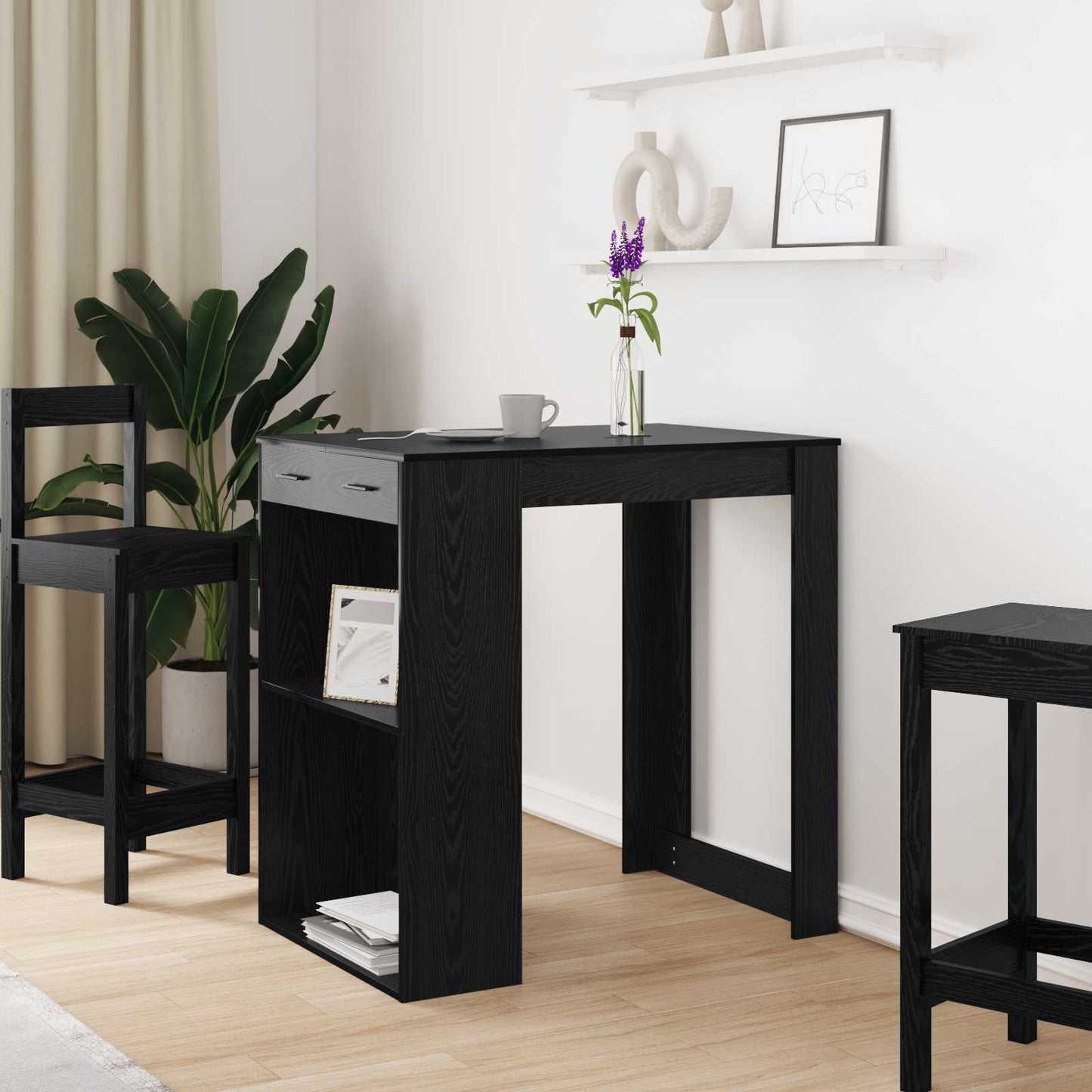 Bárasztal 102 x 70 x 103,5 cm Szerelt Fa Fekete tölgy