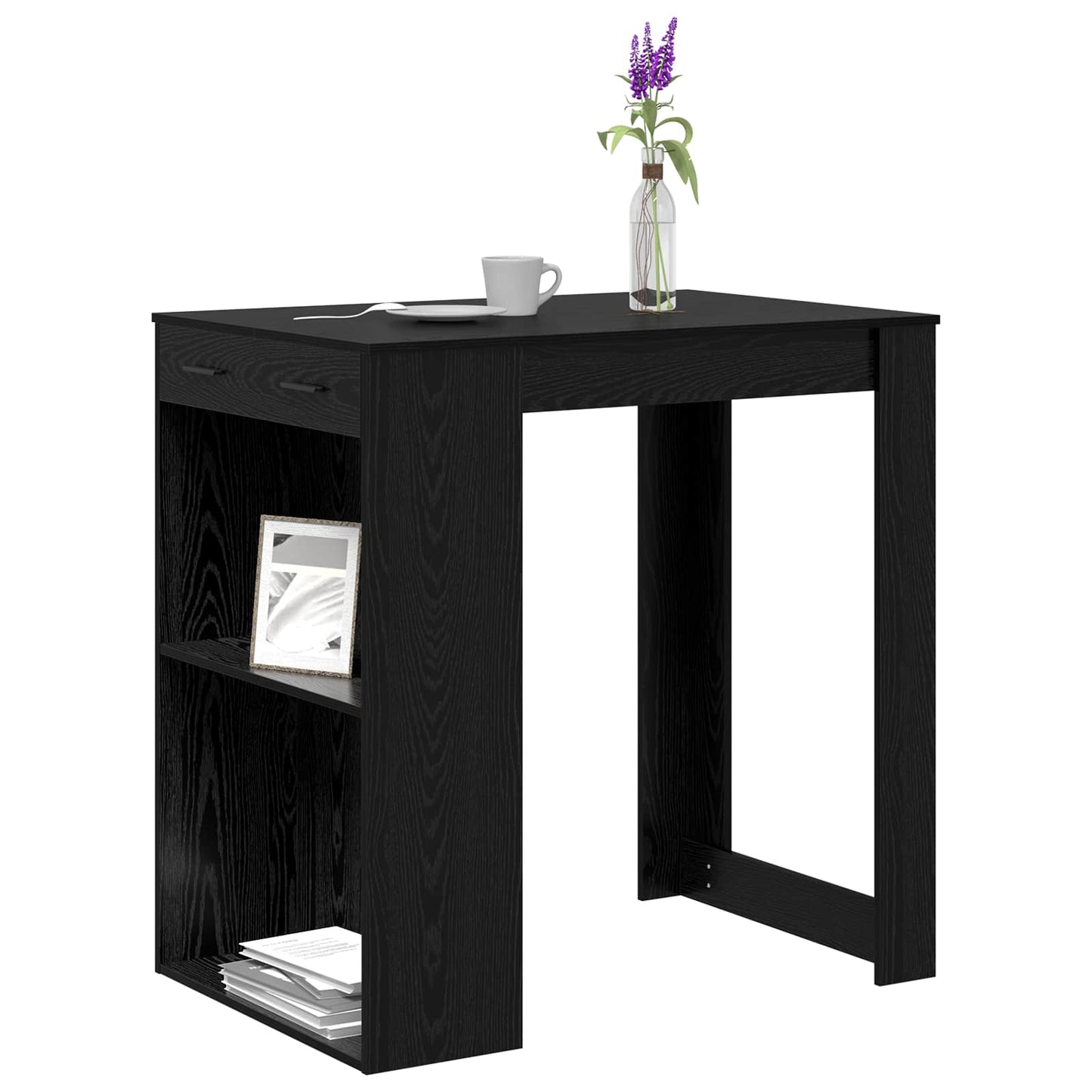 Bárasztal 102 x 70 x 103,5 cm Szerelt Fa Fekete tölgy