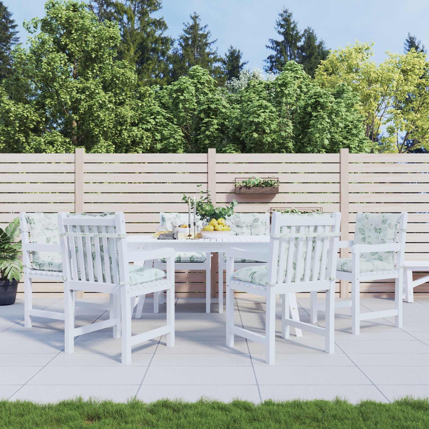 Kültéri párna 6 pcs Fehér 100 x 50 x 7 cm Szövet