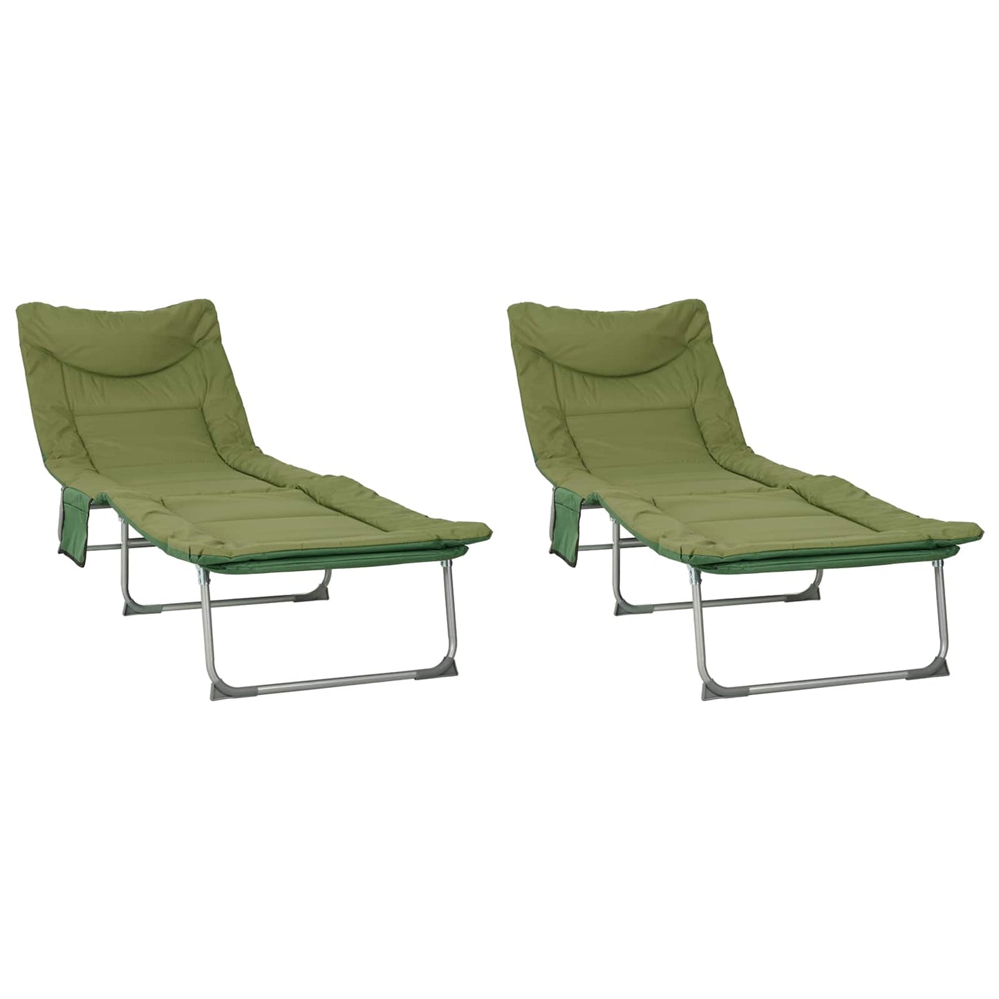 Összecsukható napozóágy párnával 2 db Sötétzöld
