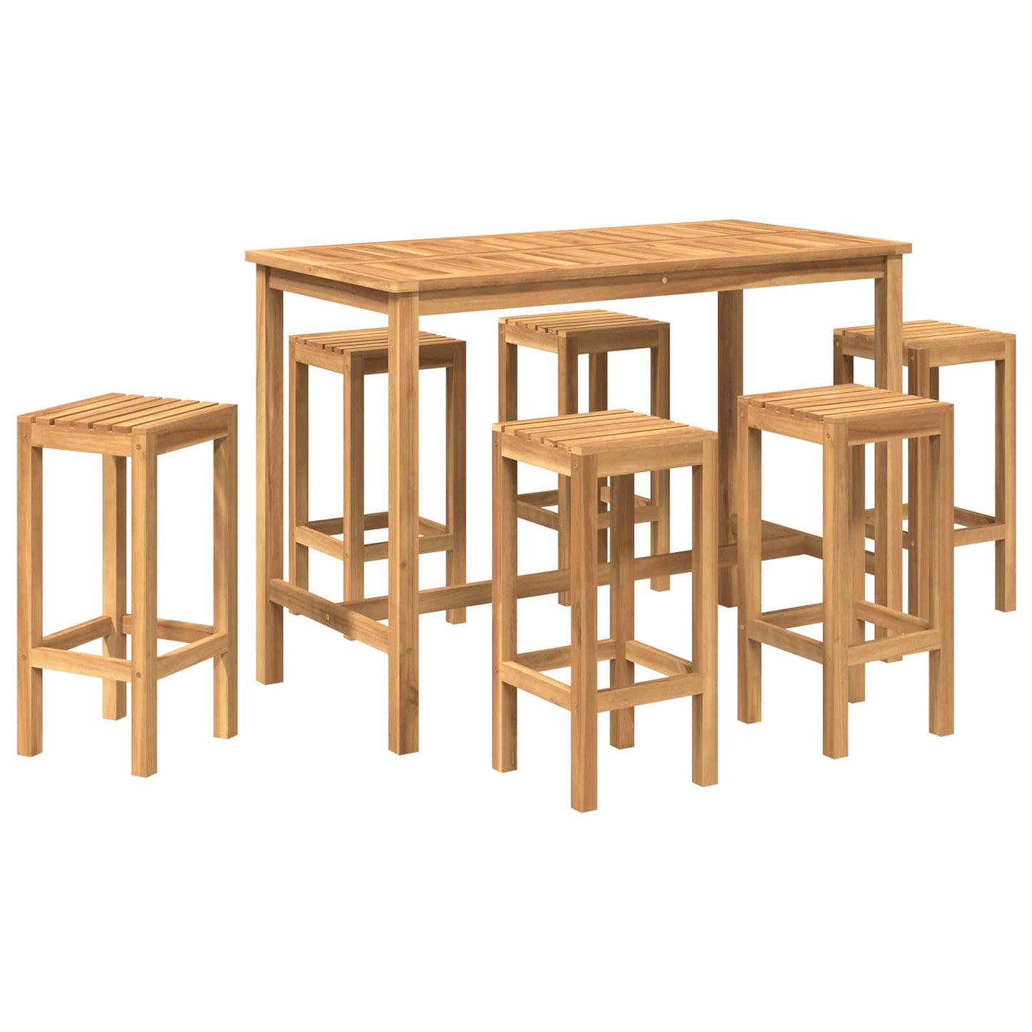 Kültéri Bár Szett 7 pcs Természetes Tömör Teakfa