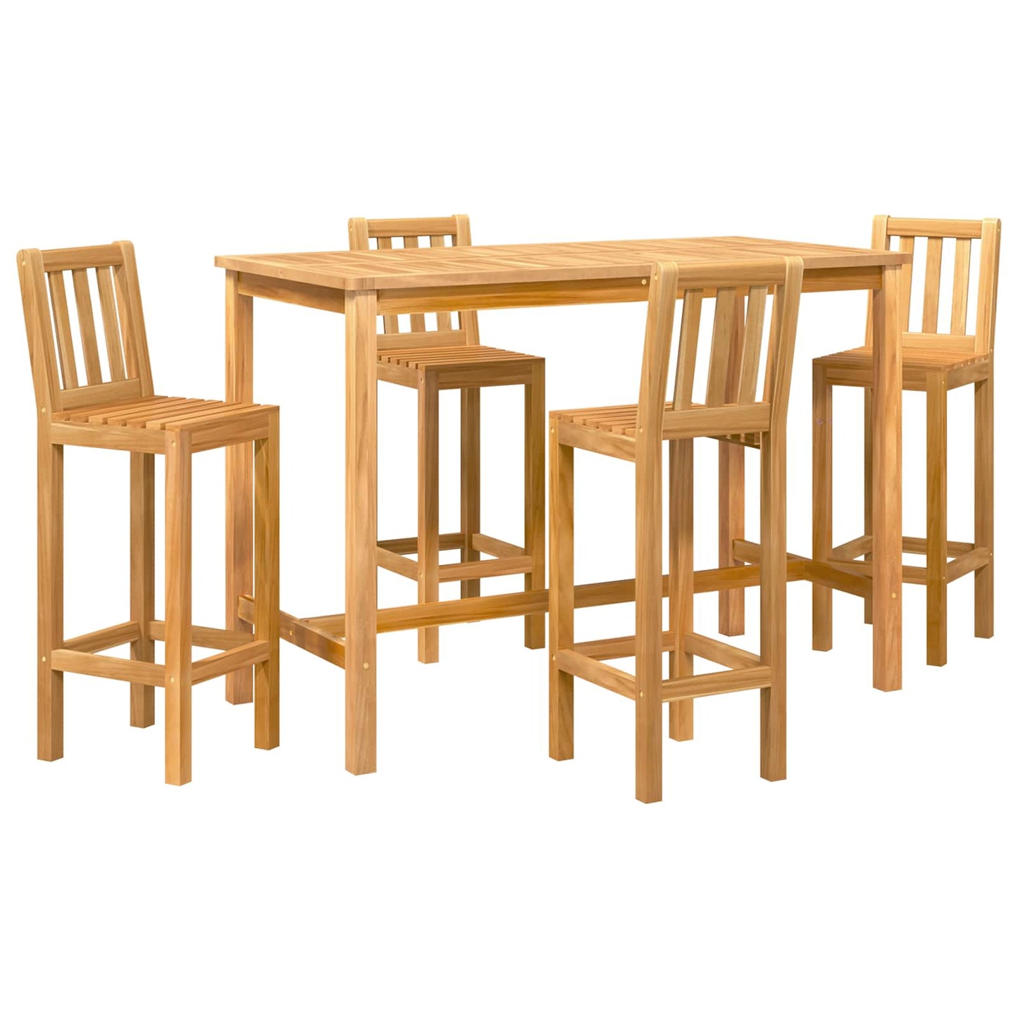Kültéri Bár Szett 5 pcs Természetes Tömör Teakfa