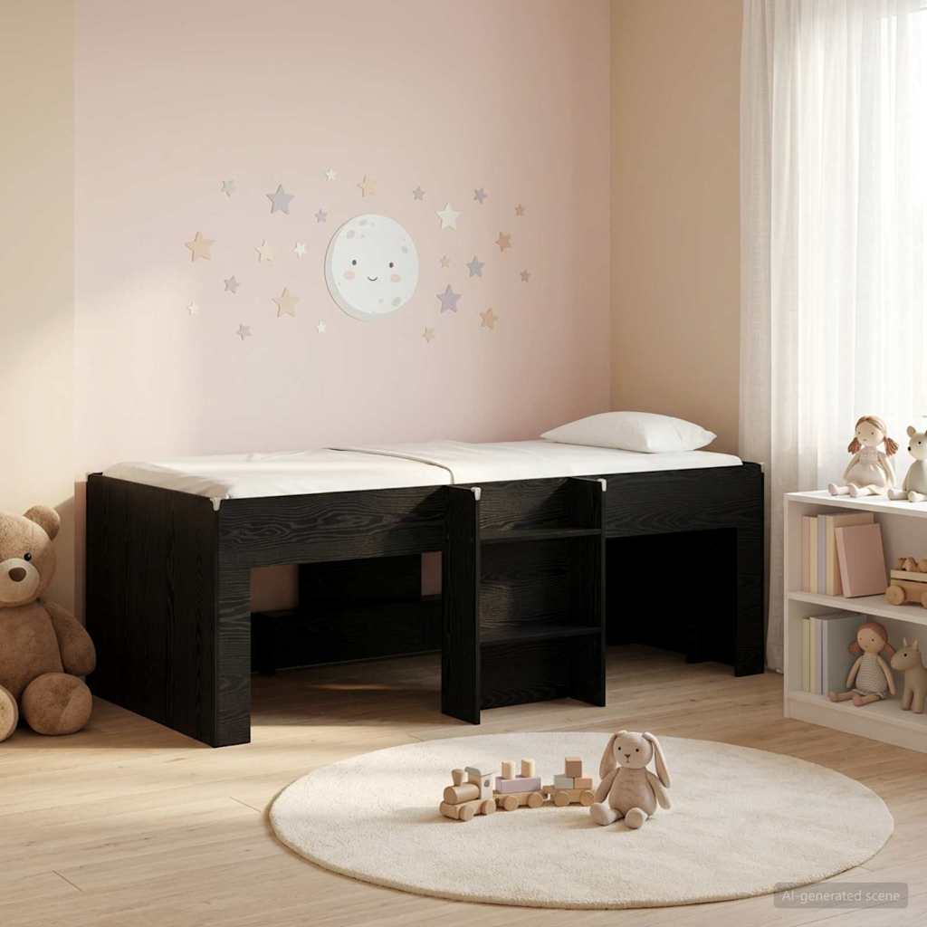 Gyerekek Magas Ágykeret 2 pcs Fekete Tölgy 90 x 200 cm