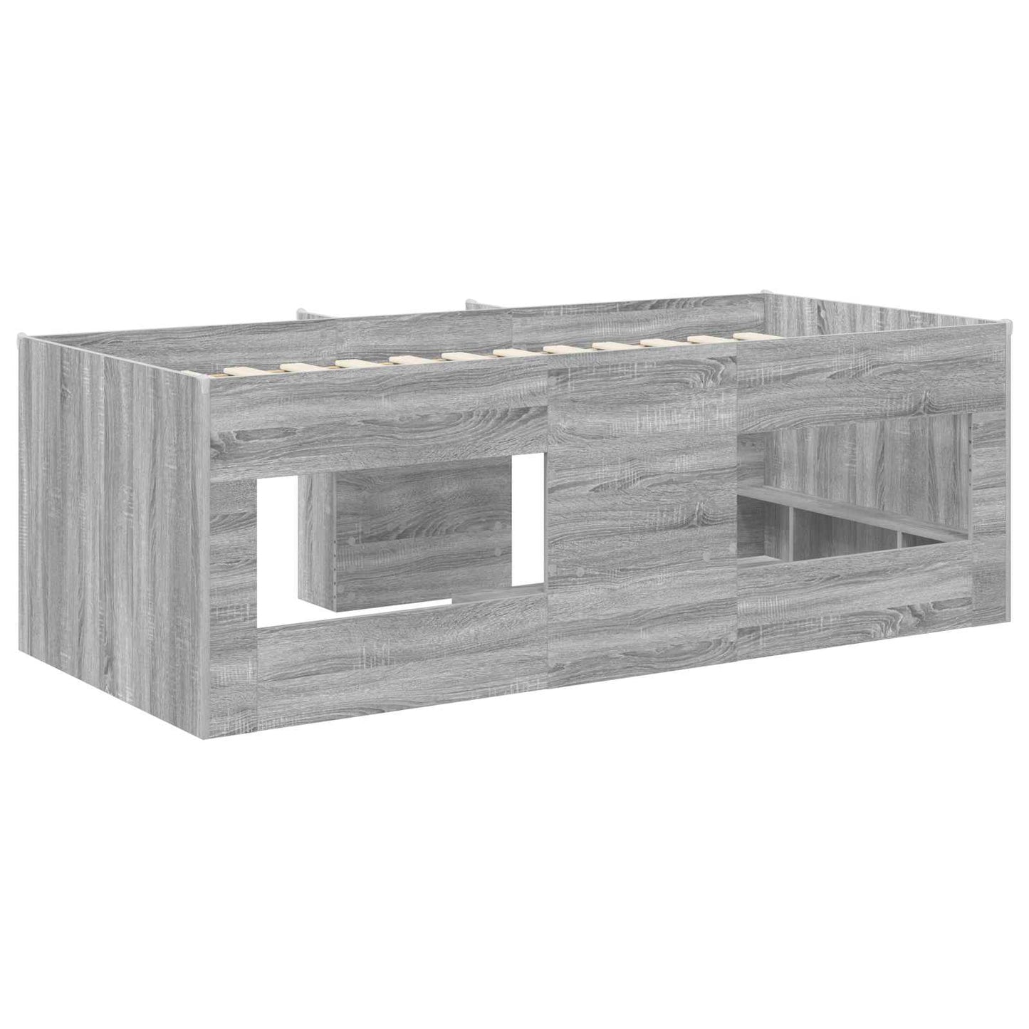 Gyerekek Magas Ágykeret Szürke Sonoma 75 x 190 cm Szerelt Fa