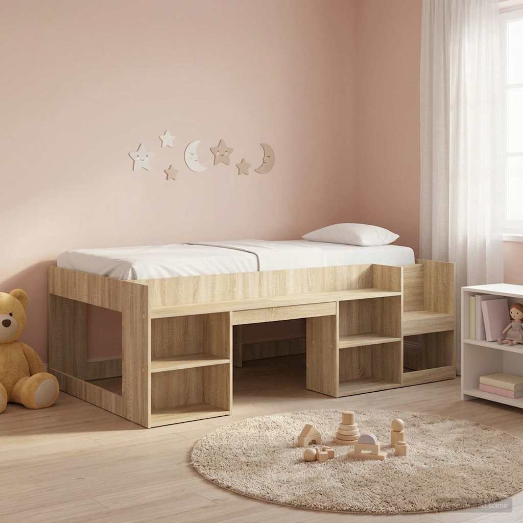 Gyerekágy keret tárolóval Sonoma Tölgy 80 x 200 cm Szerelt Fa