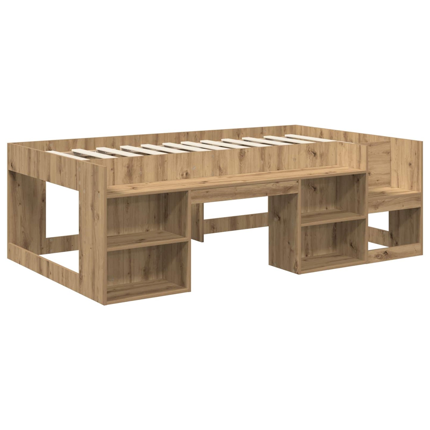 Gyerekágy keret tárolóval Kézműves Tölgy 90 x 200 cm Szerelt Fa